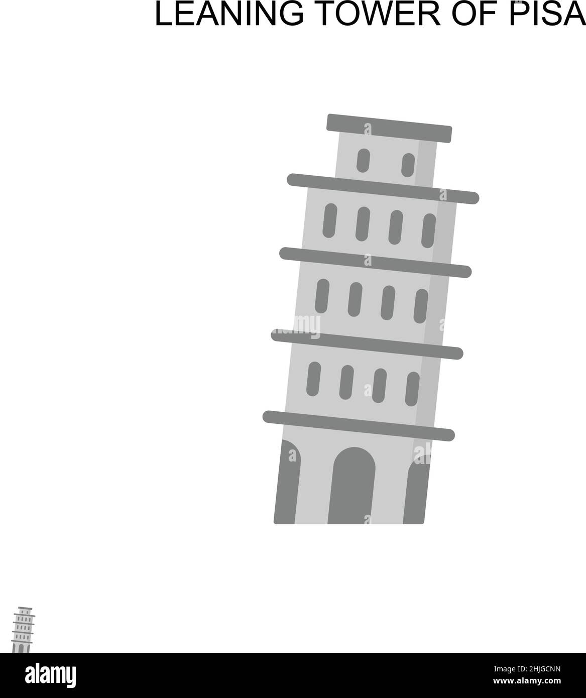 Torre pendente di pisa semplice icona vettoriale. Modello di disegno del simbolo di illustrazione per l'elemento dell'interfaccia utente mobile Web. Illustrazione Vettoriale