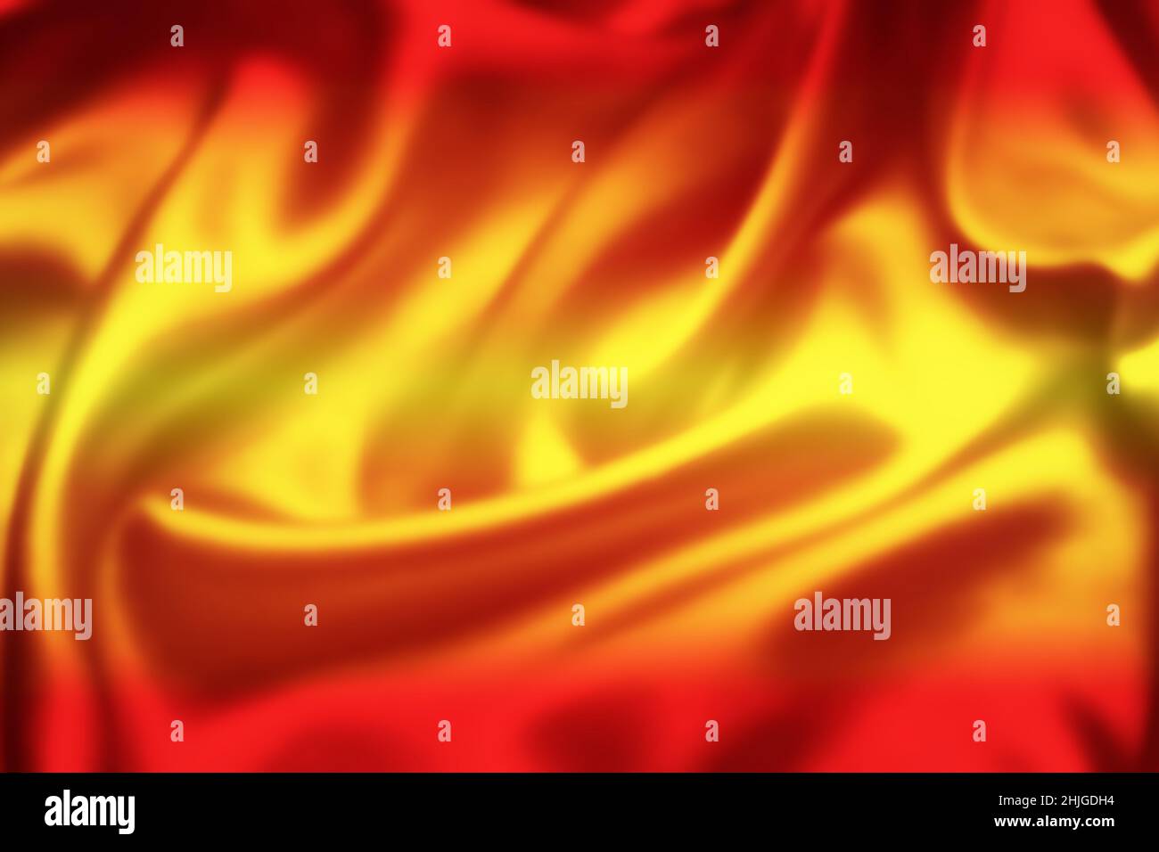 Superficie setosa astratto bandiera spagnola colori sfondo vista, fuoco fiamme guardare Foto Stock