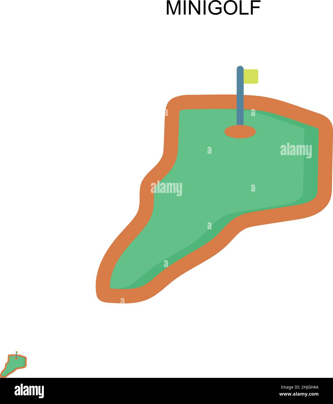Icona vettoriale semplice del minigolf. Modello di disegno del simbolo di illustrazione per l'elemento dell'interfaccia utente mobile Web. Illustrazione Vettoriale