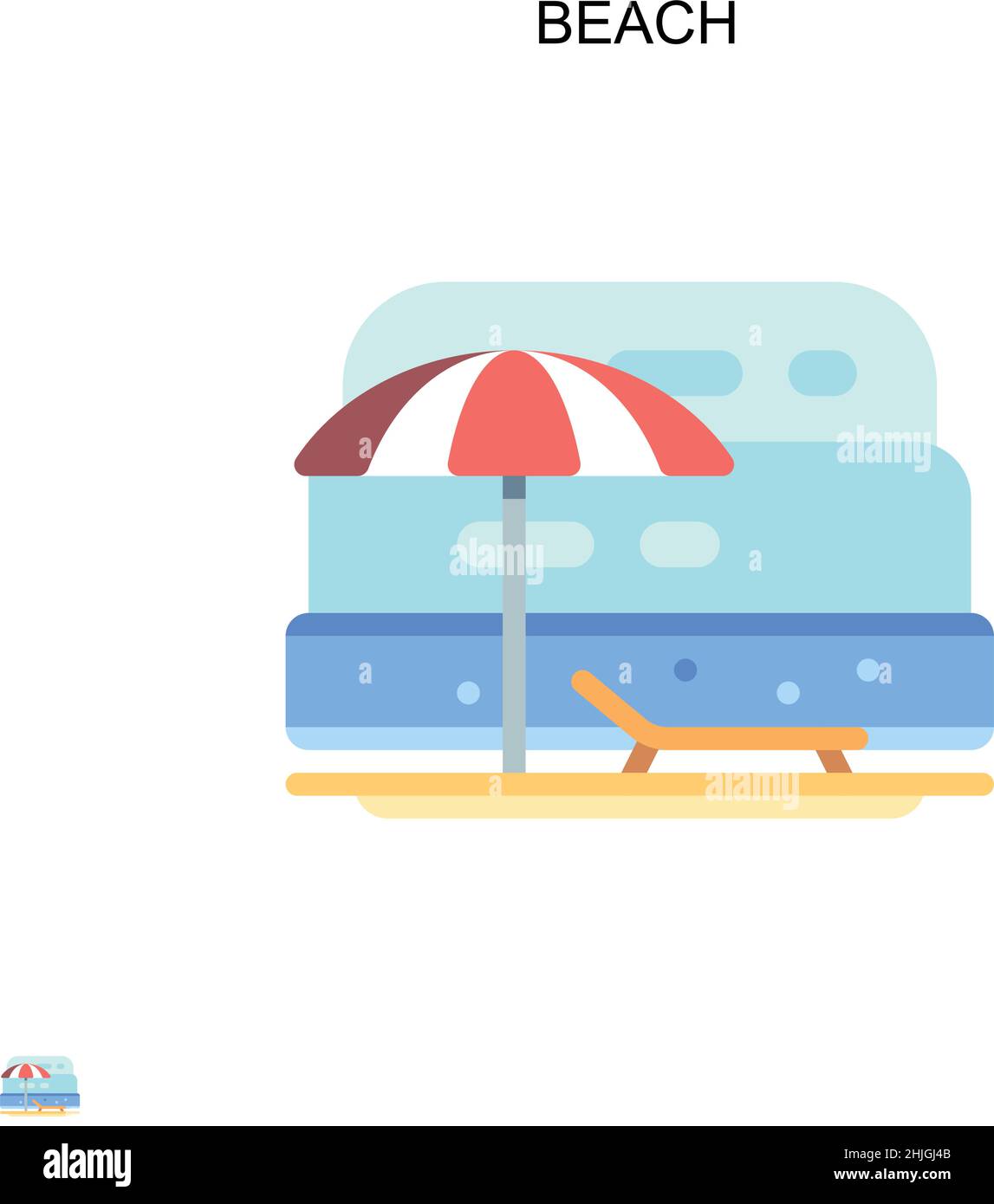 Spiaggia semplice icona vettoriale. Modello di disegno del simbolo di illustrazione per l'elemento dell'interfaccia utente mobile Web. Illustrazione Vettoriale Spiaggia semplice icona vettoriale. Modello di disegno del simbolo di illustrazione per l'elemento dell'interfaccia utente mobile Web. Illustrazione Vettoriale