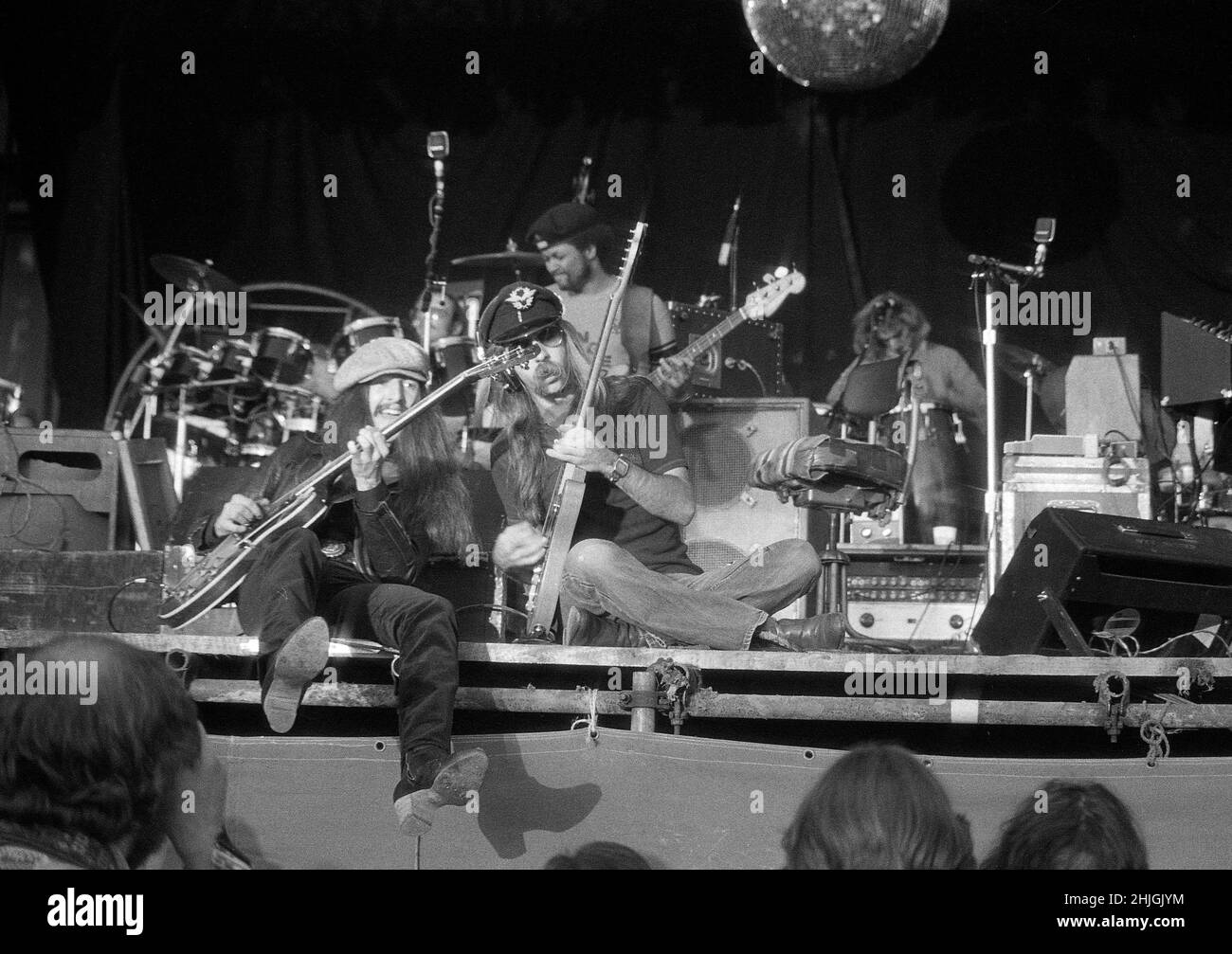 I fratelli Doobie si esibiscono al Reading Festival 1977, Inghilterra. Foto Stock