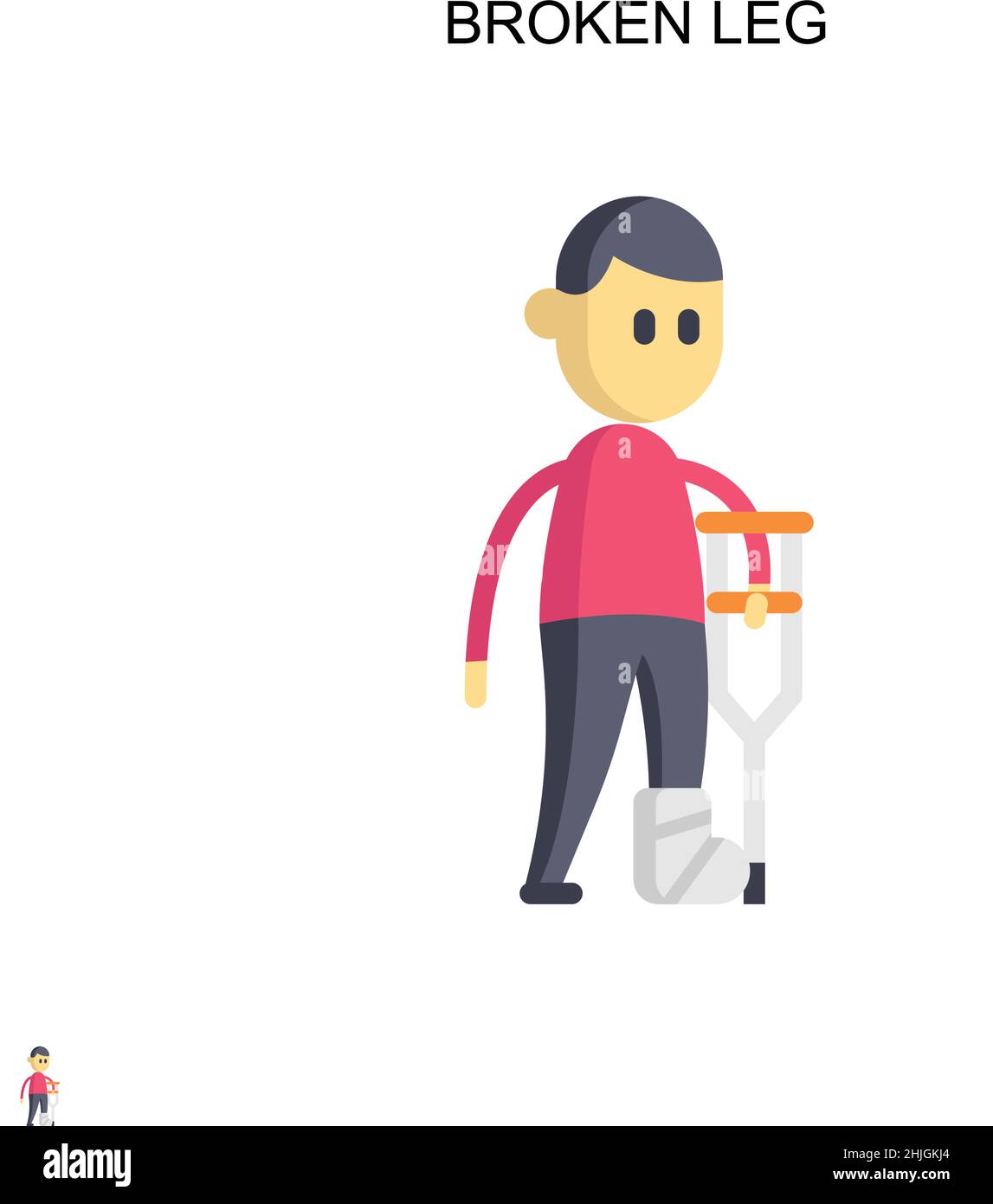 Icona vettore semplice gamba rotta. Modello di disegno del simbolo di illustrazione per l'elemento dell'interfaccia utente mobile Web. Illustrazione Vettoriale