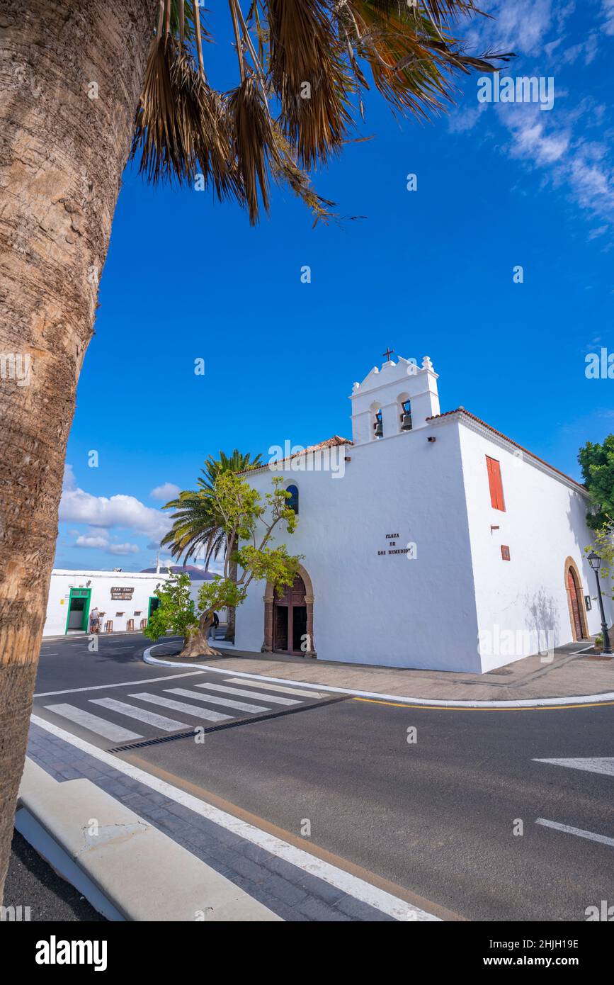 Vista della Chiesa di Parroquia Nuestra Señora de los Remedios, Yaisa, Lanzarote, Isole Canarie, Spagna, Europa Foto Stock