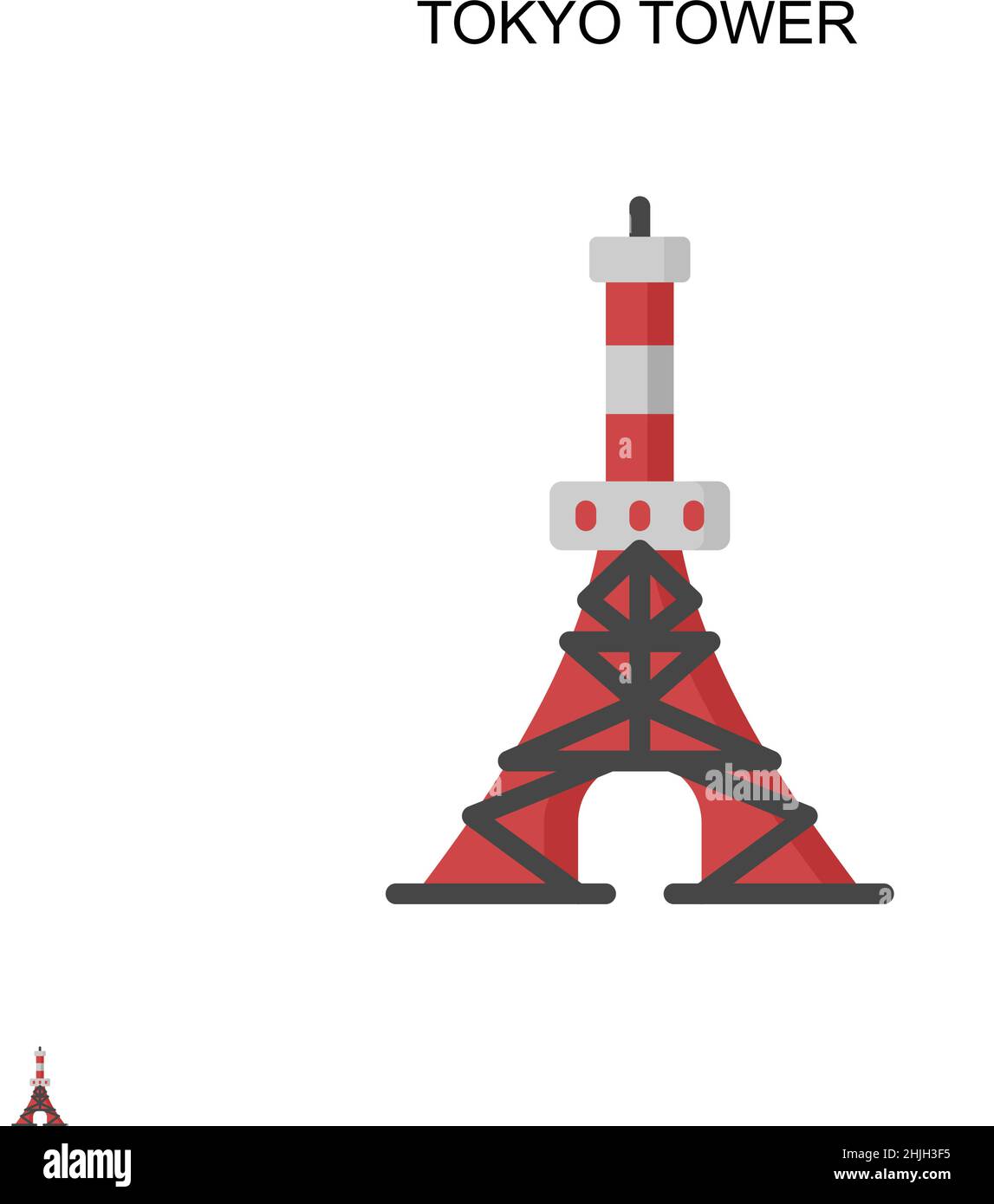 Icona vettoriale semplice della torre di Tokyo. Modello di disegno del simbolo di illustrazione per l'elemento dell'interfaccia utente mobile Web. Illustrazione Vettoriale