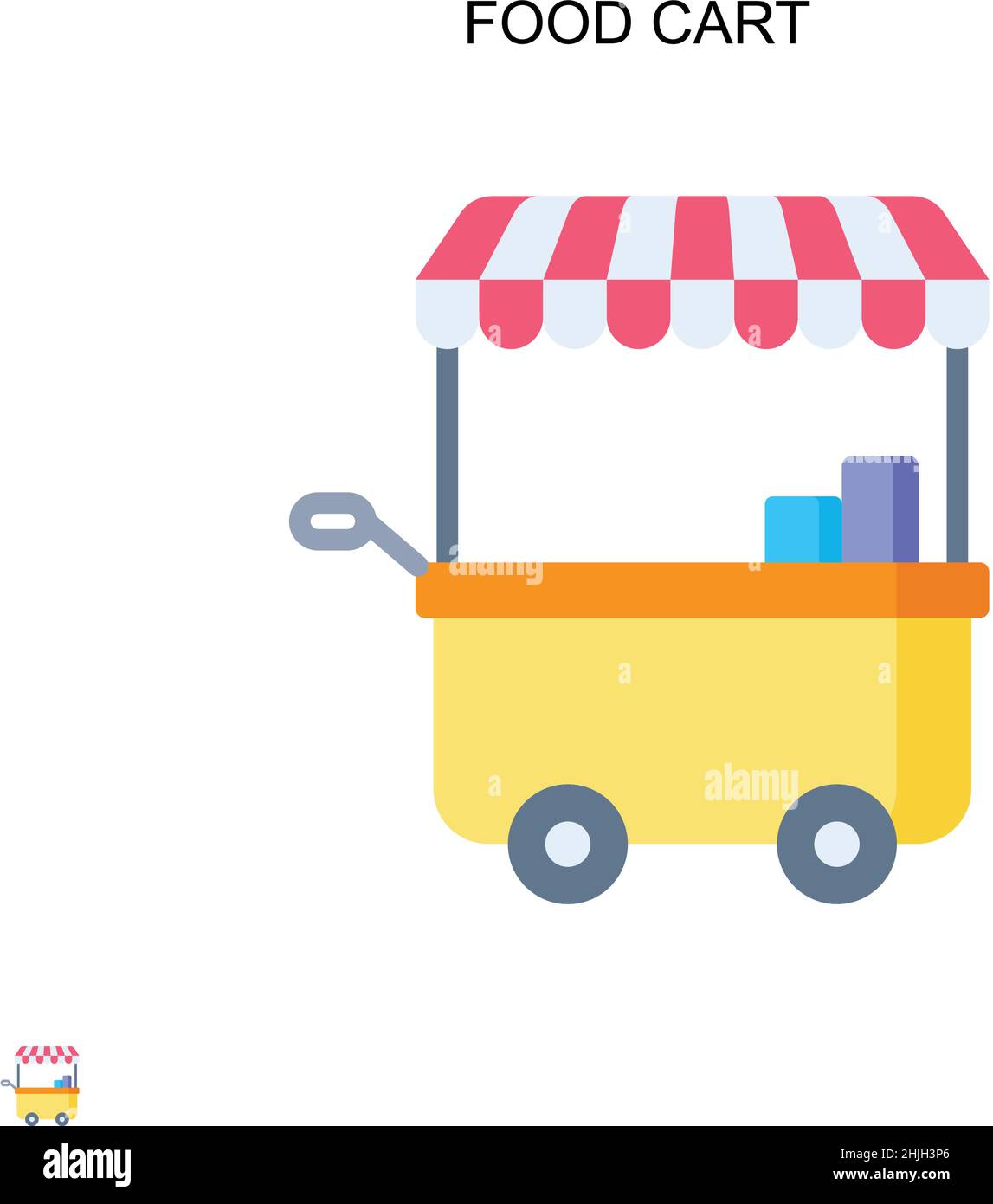 Icona vettoriale semplice del carrello per alimenti. Modello di disegno del simbolo di illustrazione per l'elemento dell'interfaccia utente mobile Web. Illustrazione Vettoriale