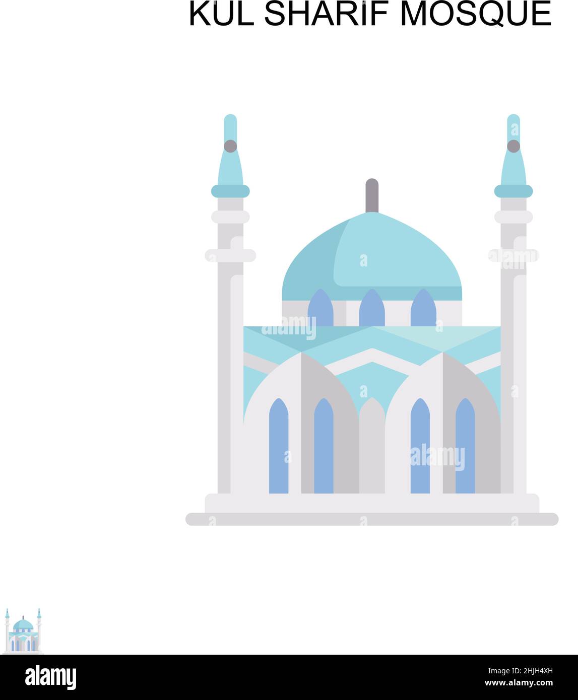 Kul sharif moschea semplice icona vettoriale. Modello di disegno del simbolo di illustrazione per l'elemento dell'interfaccia utente mobile Web. Illustrazione Vettoriale