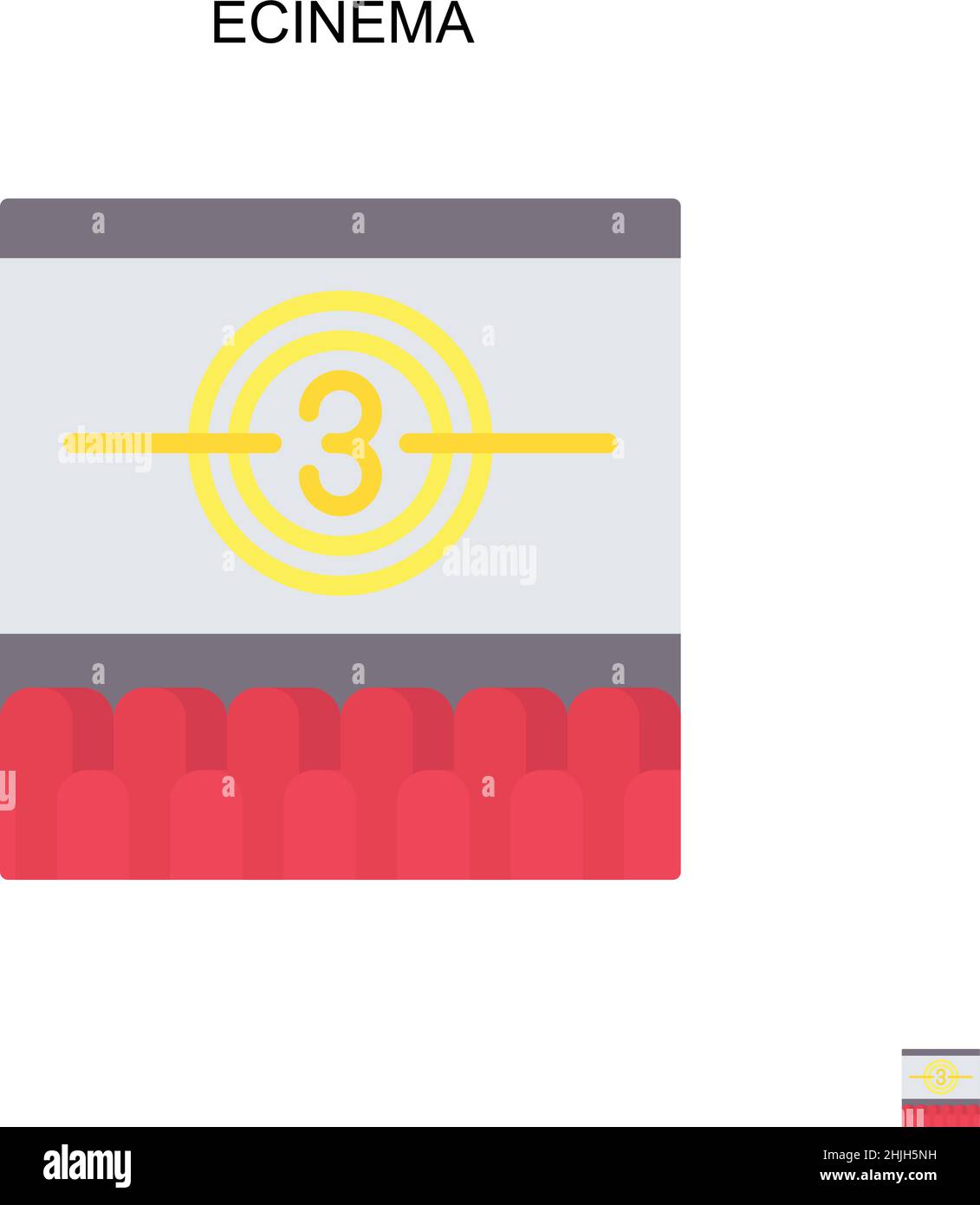 Ecinema semplice icona vettoriale. Modello di disegno del simbolo di illustrazione per l'elemento dell'interfaccia utente mobile Web. Illustrazione Vettoriale