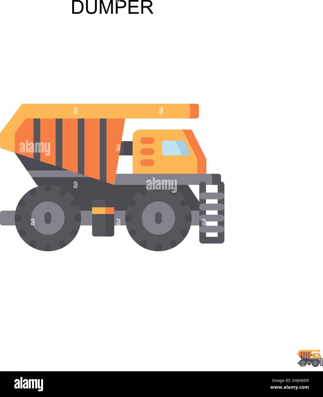 Icona vettore semplice dumper. Modello di disegno del simbolo di illustrazione per l'elemento dell'interfaccia utente mobile Web. Illustrazione Vettoriale