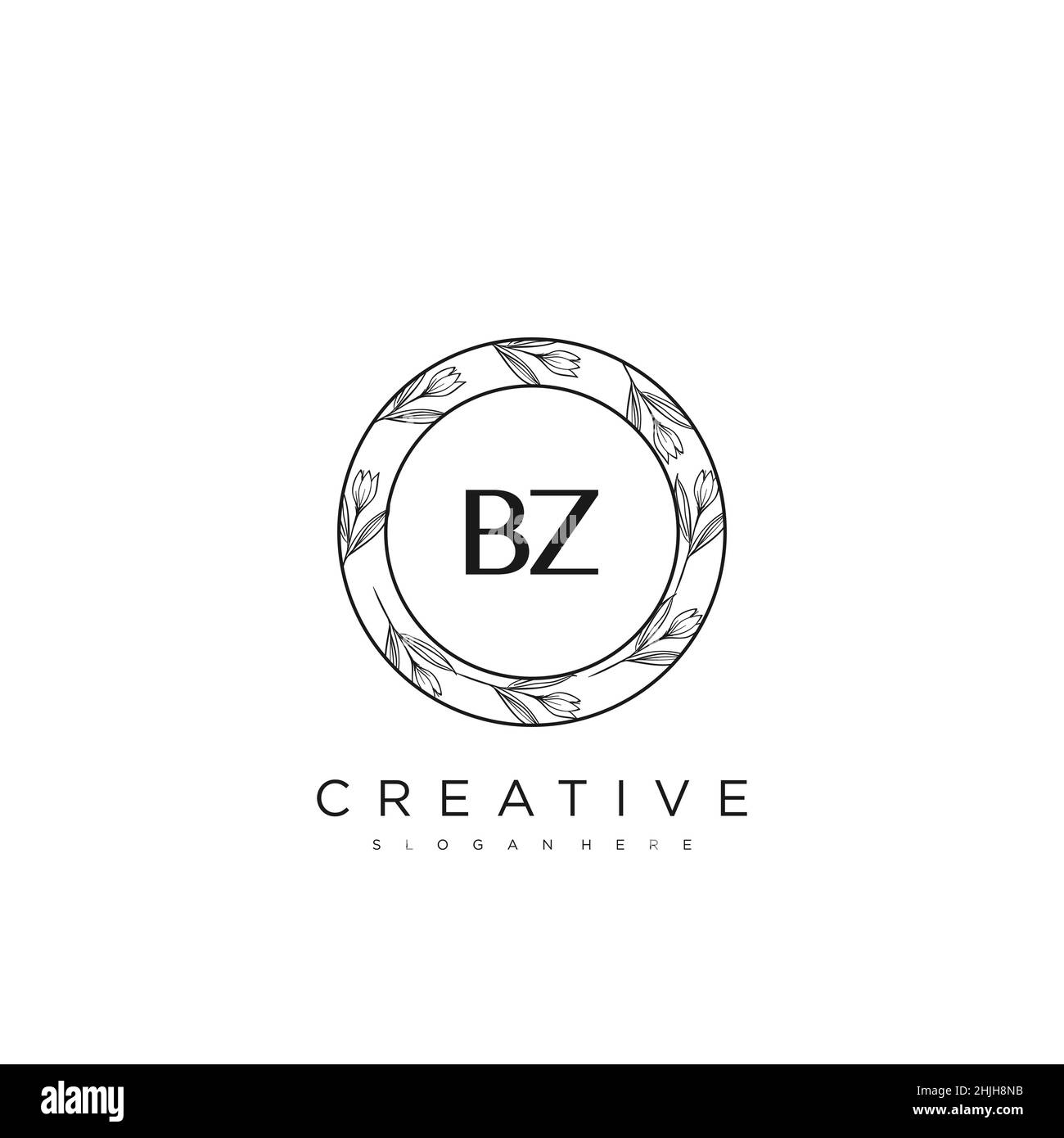 BZ Initial Letter Flower Logo Template vettore premium Illustrazione Vettoriale