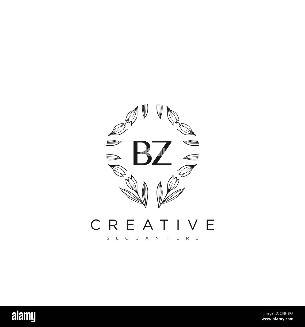 BZ Initial Letter Flower Logo Template vettore premium Illustrazione Vettoriale