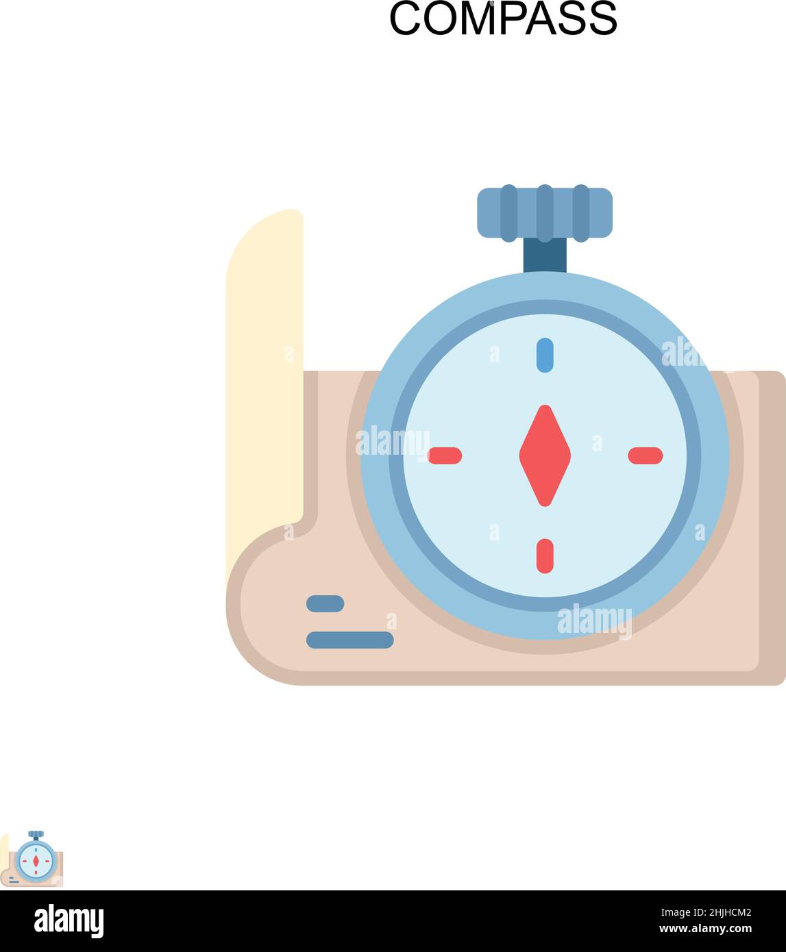 Icona vettore bussola semplice. Modello di disegno del simbolo di illustrazione per l'elemento dell'interfaccia utente mobile Web. Illustrazione Vettoriale