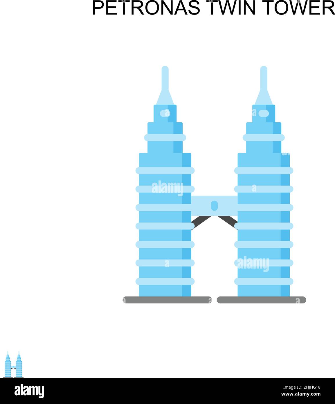 Icona vettoriale semplice a torre gemella Petronas. Modello di disegno del simbolo di illustrazione per l'elemento dell'interfaccia utente mobile Web. Illustrazione Vettoriale