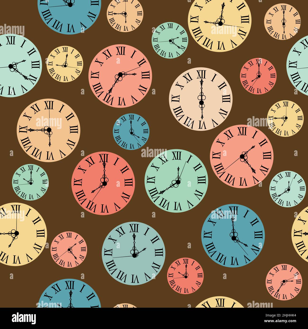 Vintage senza cuciture con le facce dell'orologio Illustrazione Vettoriale