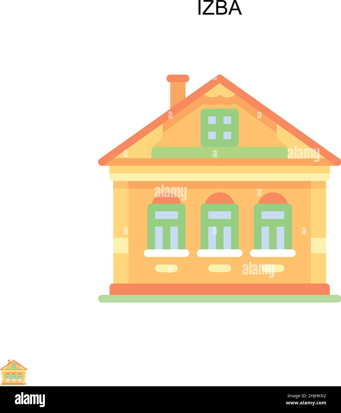 Icona del vettore semplice Izba. Modello di disegno del simbolo di illustrazione per l'elemento dell'interfaccia utente mobile Web. Illustrazione Vettoriale
