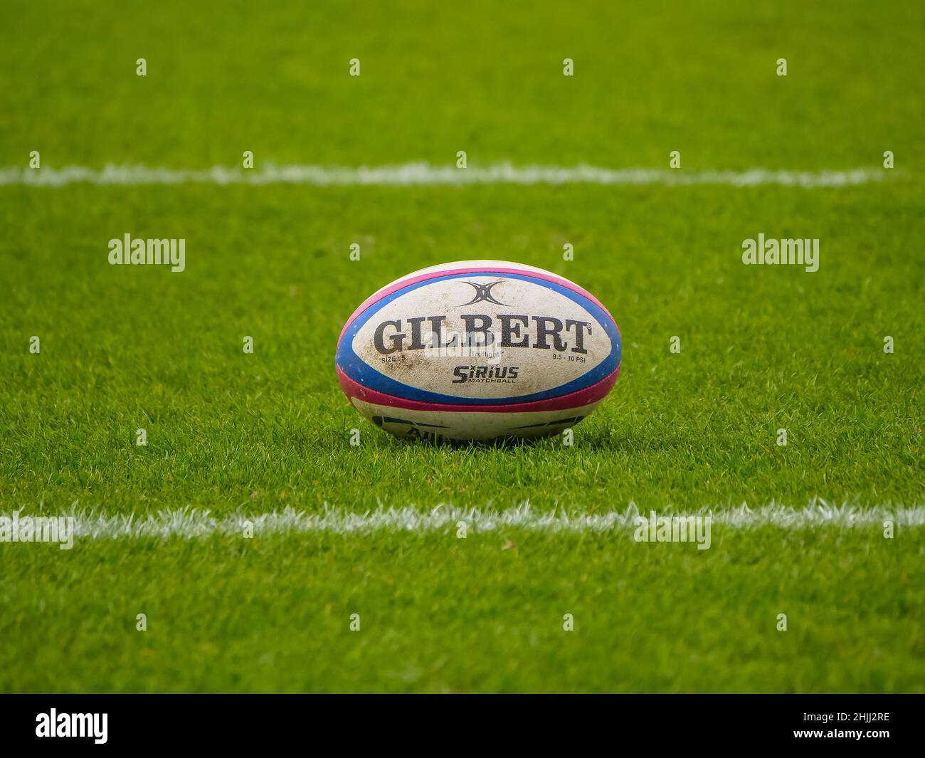 Londra, Regno Unito. 29th Jan 2022. Twickenham Stoop, Londra, Inghilterra, gennaio 29th 2022 Un solitario Gilbert attende il calcio d'inizio nella partita tra Harlequins Women e Gloucester-Hartpury Women nel Round 12 dell'Allianz Premier 15s al Twickenham Stoop sabato 29th gennaio 2022 Claire Jeffrey/SPP Credit: SPP Sport Press Photo. /Alamy Live News Foto Stock