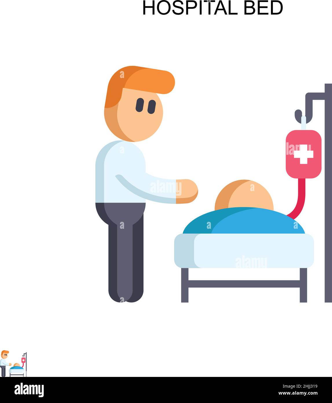 Icona vettore semplice letto ospedale. Modello di disegno del simbolo di illustrazione per l'elemento dell'interfaccia utente mobile Web. Illustrazione Vettoriale