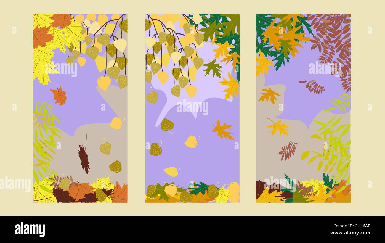 set di screensaver sul telefono autunno d'oro Illustrazione Vettoriale