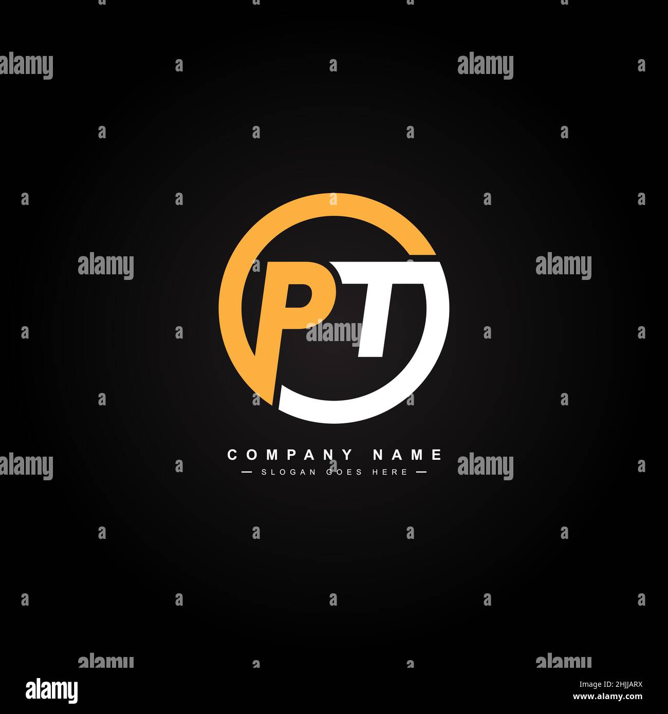 Logo minimal Business per Alphabet PT - lettera iniziale Logo P e T. Illustrazione Vettoriale