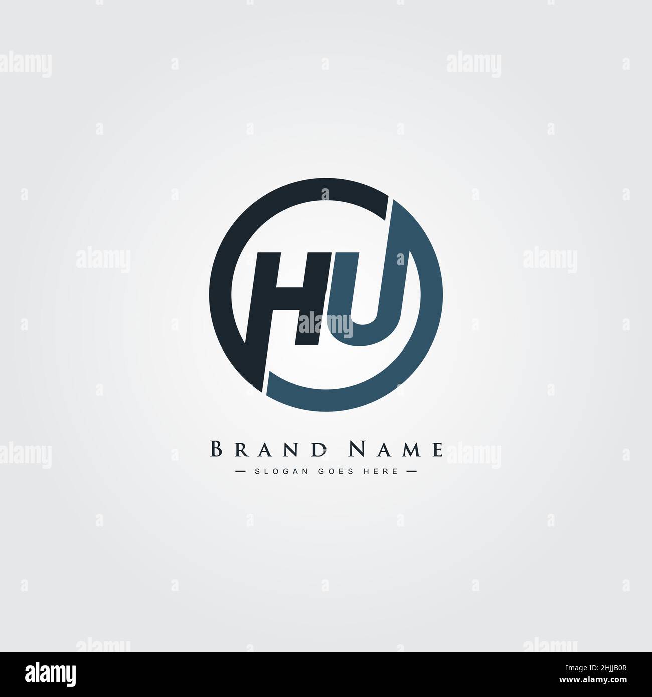 Logo HU lettera iniziale - Logo aziendale minimo per Alphabet H e U. Illustrazione Vettoriale