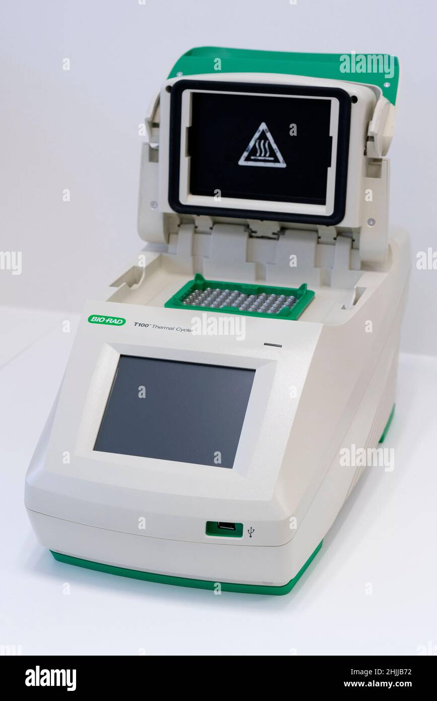 BIO-Rad T100 Thermal Cycler ritagliato isolato su sfondo bianco Foto Stock
