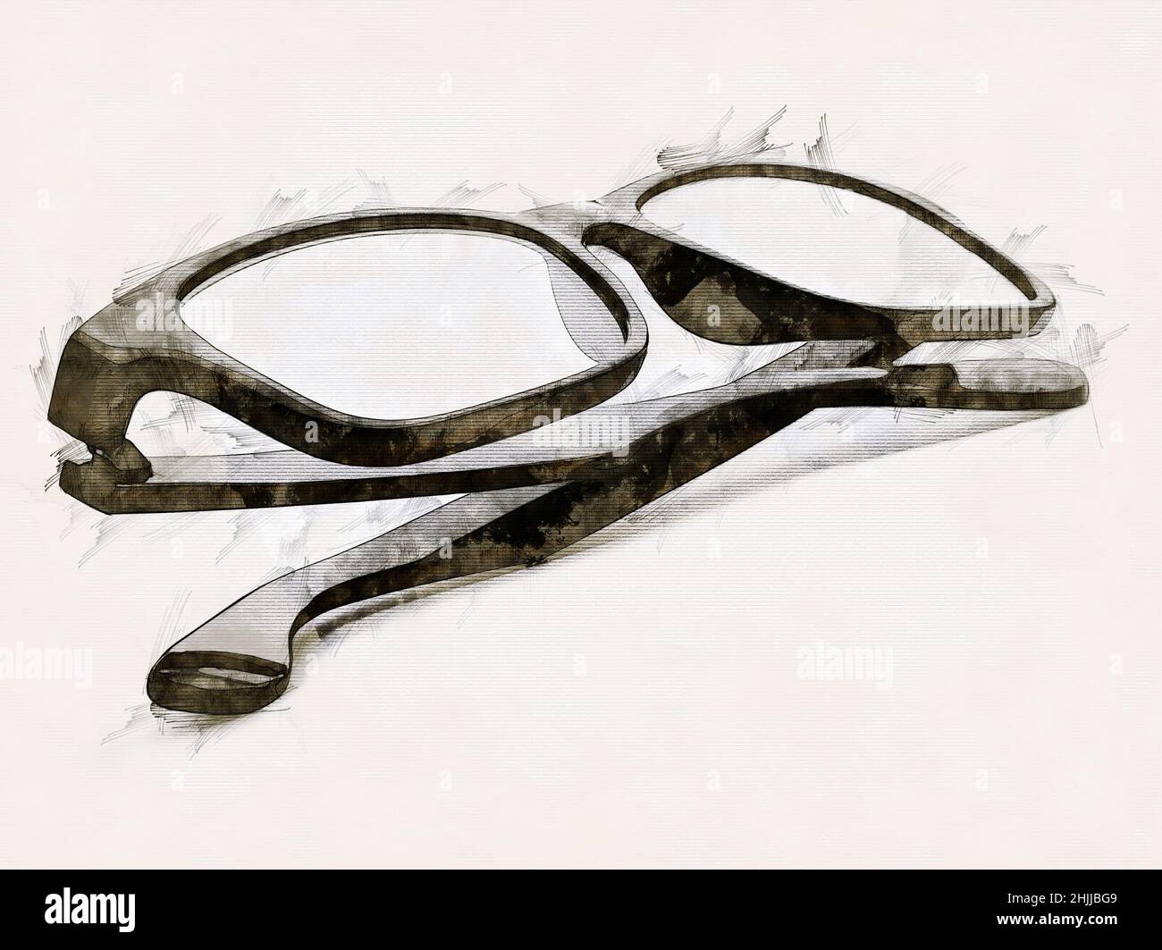 Illustrazione disegno di un paio di occhiali neri Foto Stock