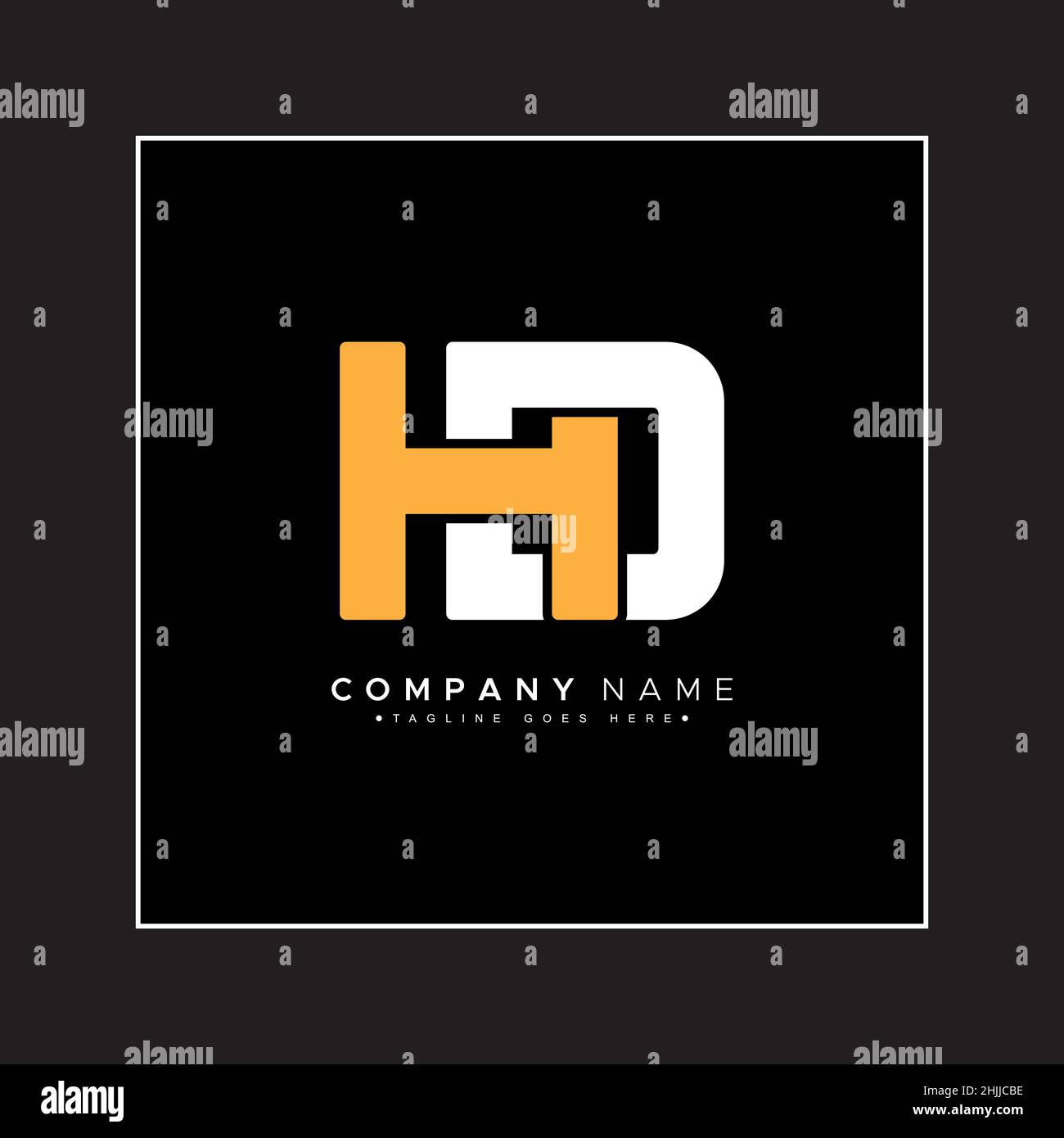 Logo Initial Letter HD - Logo Simple Business per Alphabet H e D. Illustrazione Vettoriale