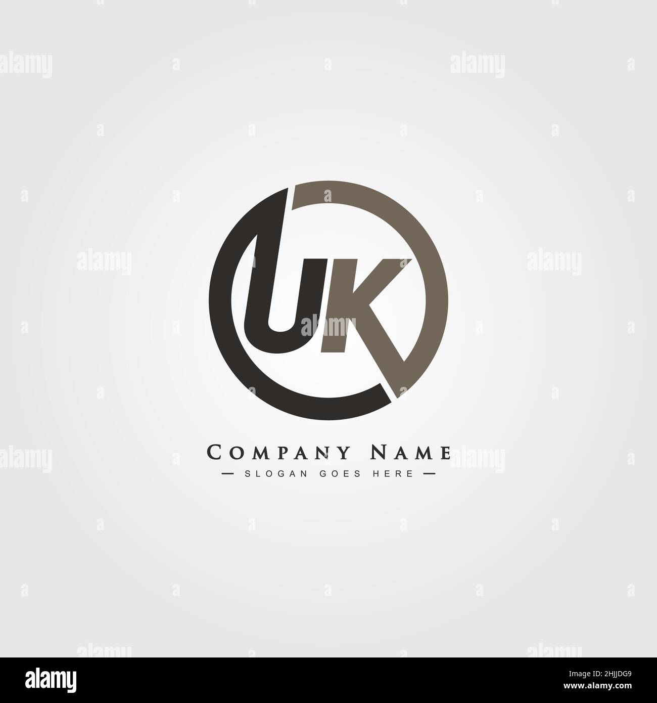 Lettera iniziale Logo UK - Logo minimal Business per Alphabet U e K - Logo in stile monogramma per le iniziali del Business Name Illustrazione Vettoriale