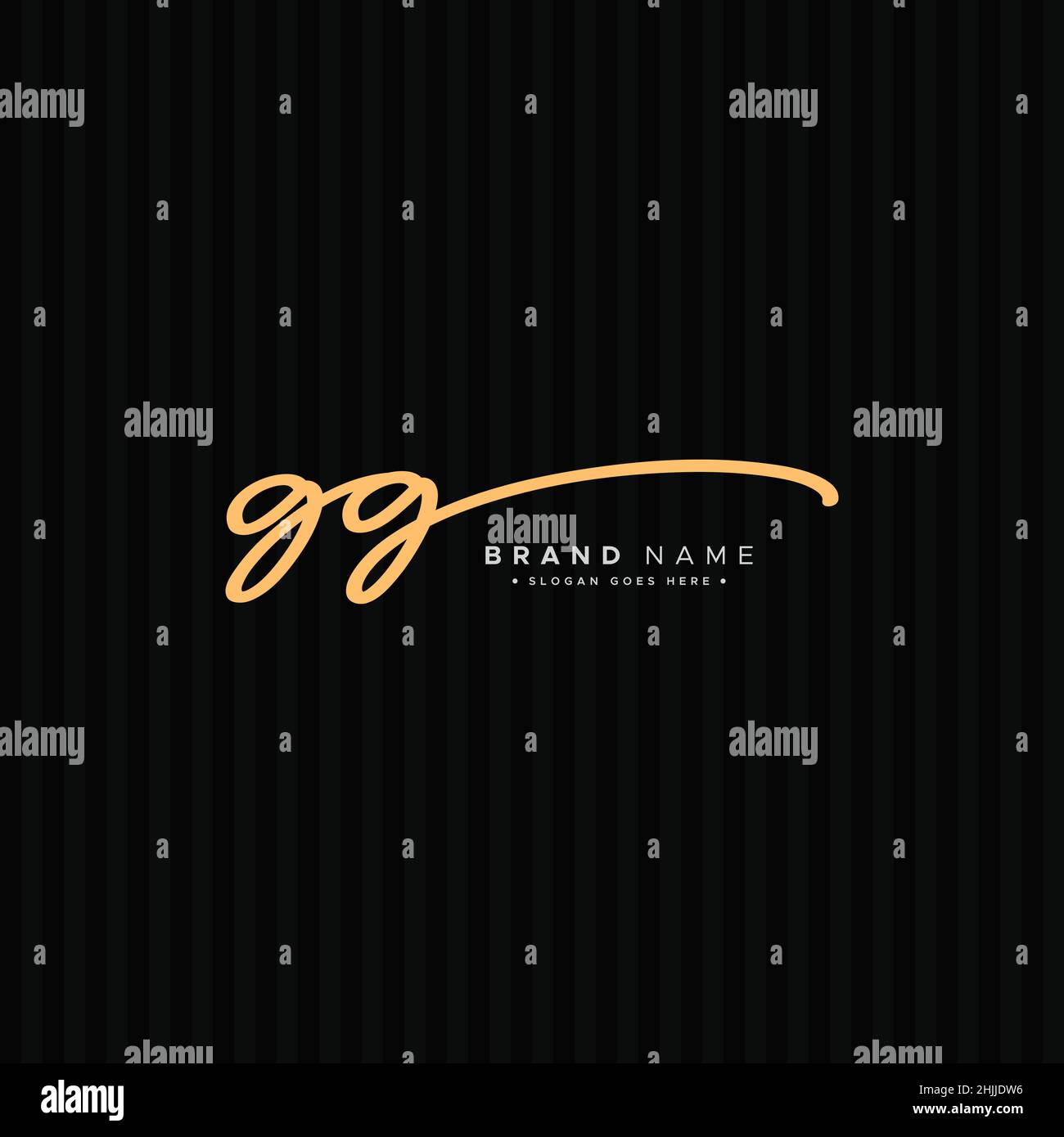 Logo GG lettera iniziale - Logo stile firma disegnato a mano - Logo stile firma semplice per iniziali Nome azienda Illustrazione Vettoriale