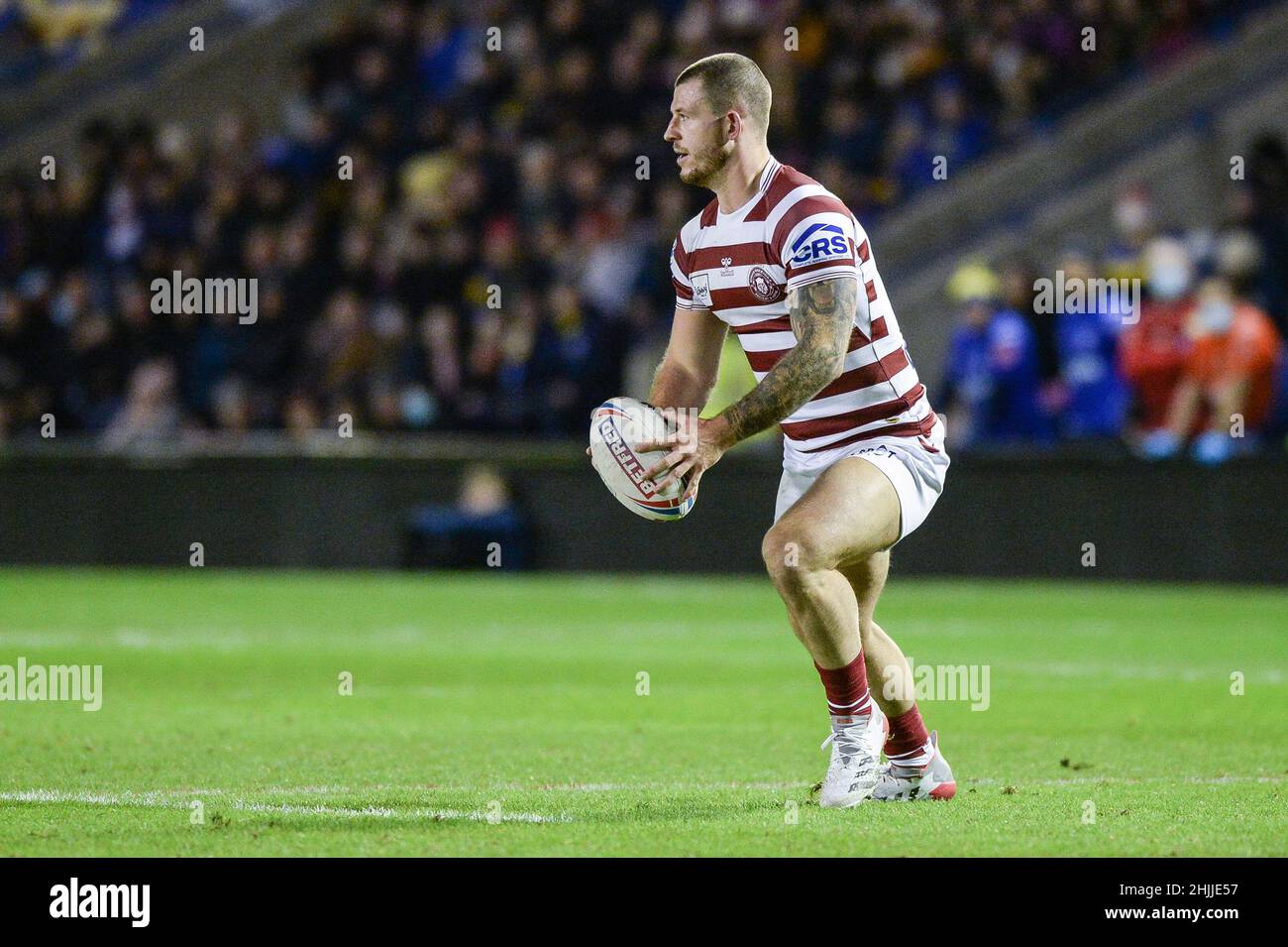 Warrington, Inghilterra - 29 gennaio 2022 - durante la Rugby League Betfred Super League friendly Warrington Wolves vs Warriors Wigan all'Halliwell Jones Stadium di Warrington, Regno Unito Dean Williams Foto Stock