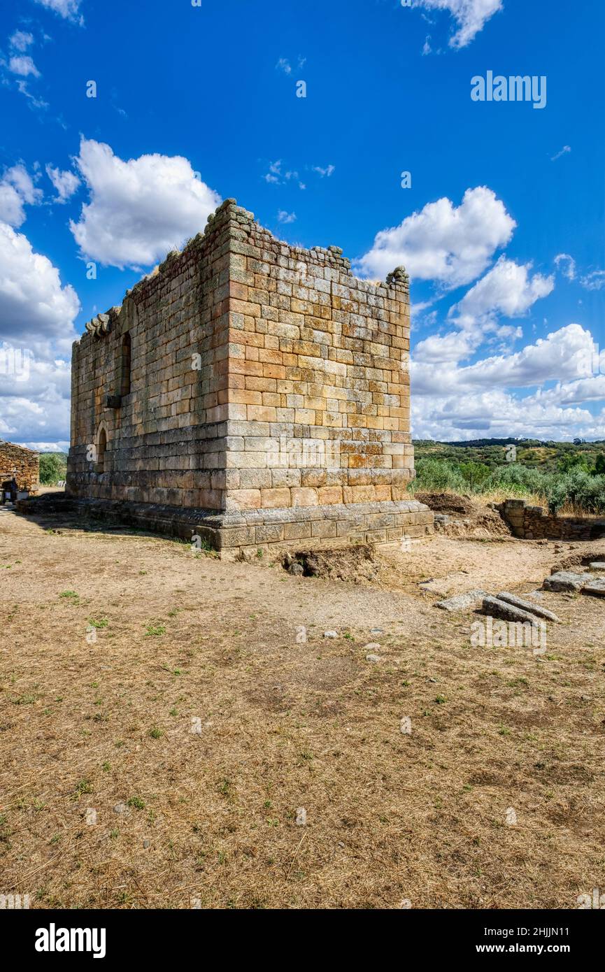 Templari Donjon, Idanha-a-Velha villaggio, Serra da Estrela, Beira alta, Portogallo Foto Stock