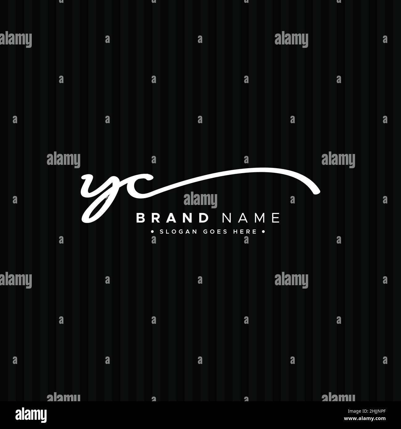 Lettera iniziale Logo YC - Logo di stile della firma scritto a mano - Logo vettoriale semplice in stile della firma per le iniziali del nome del marchio. Illustrazione Vettoriale