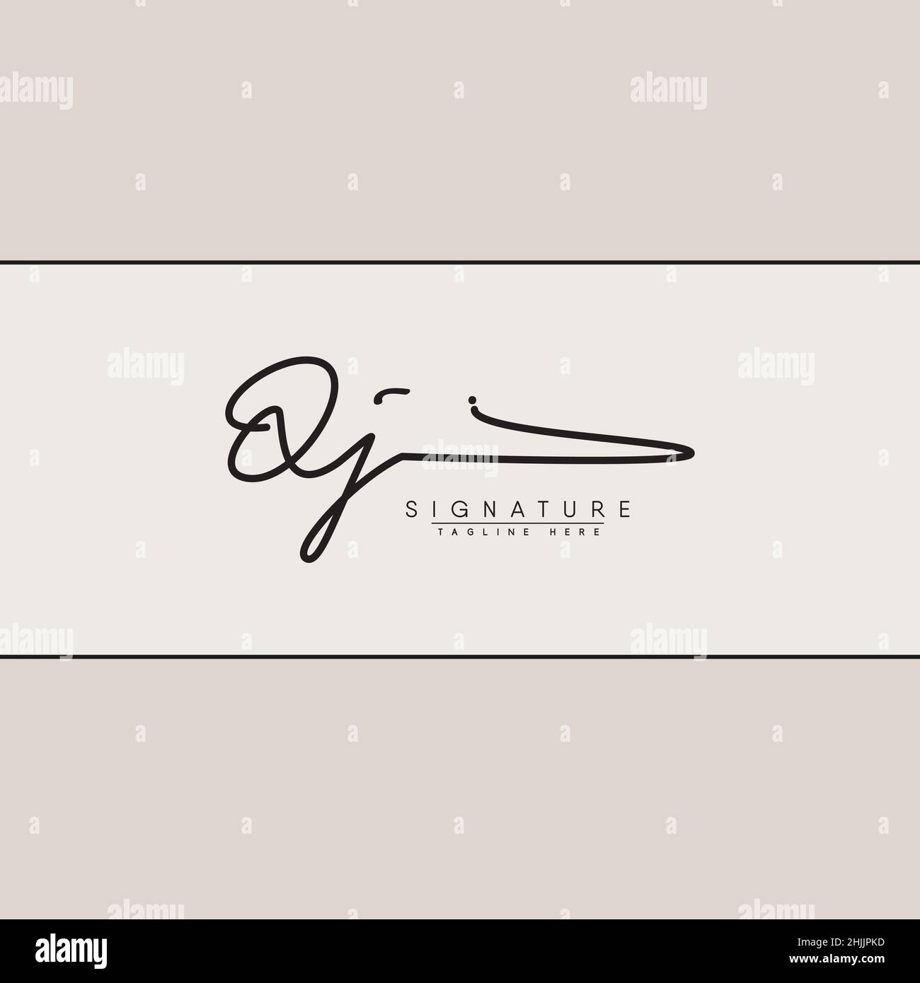 Lettera iniziale Logo QJ - Logo di stile della firma scritto a mano - Logo vettoriale semplice in stile della firma per le iniziali del nome del marchio. Illustrazione Vettoriale