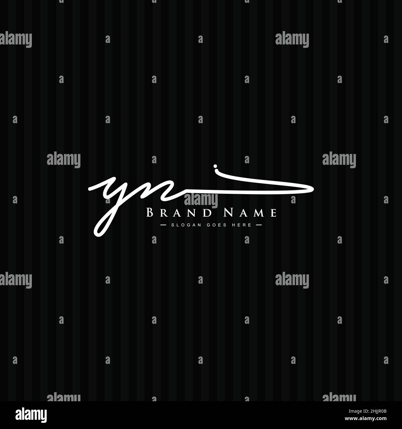 Lettera iniziale Logo YN - Logo stile firma disegnato a mano - Logo vettore semplice in stile firma per le iniziali del nome del marchio. Illustrazione Vettoriale