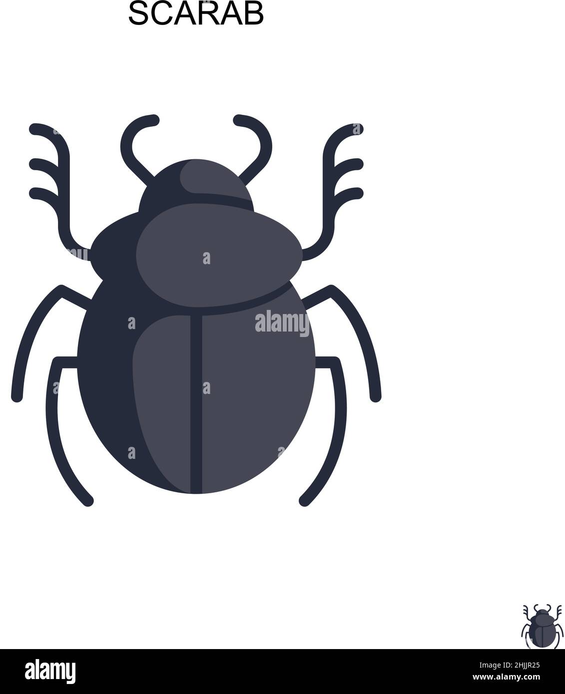 Icona del vettore semplice scarab. Modello di disegno del simbolo di illustrazione per l'elemento dell'interfaccia utente mobile Web. Illustrazione Vettoriale
