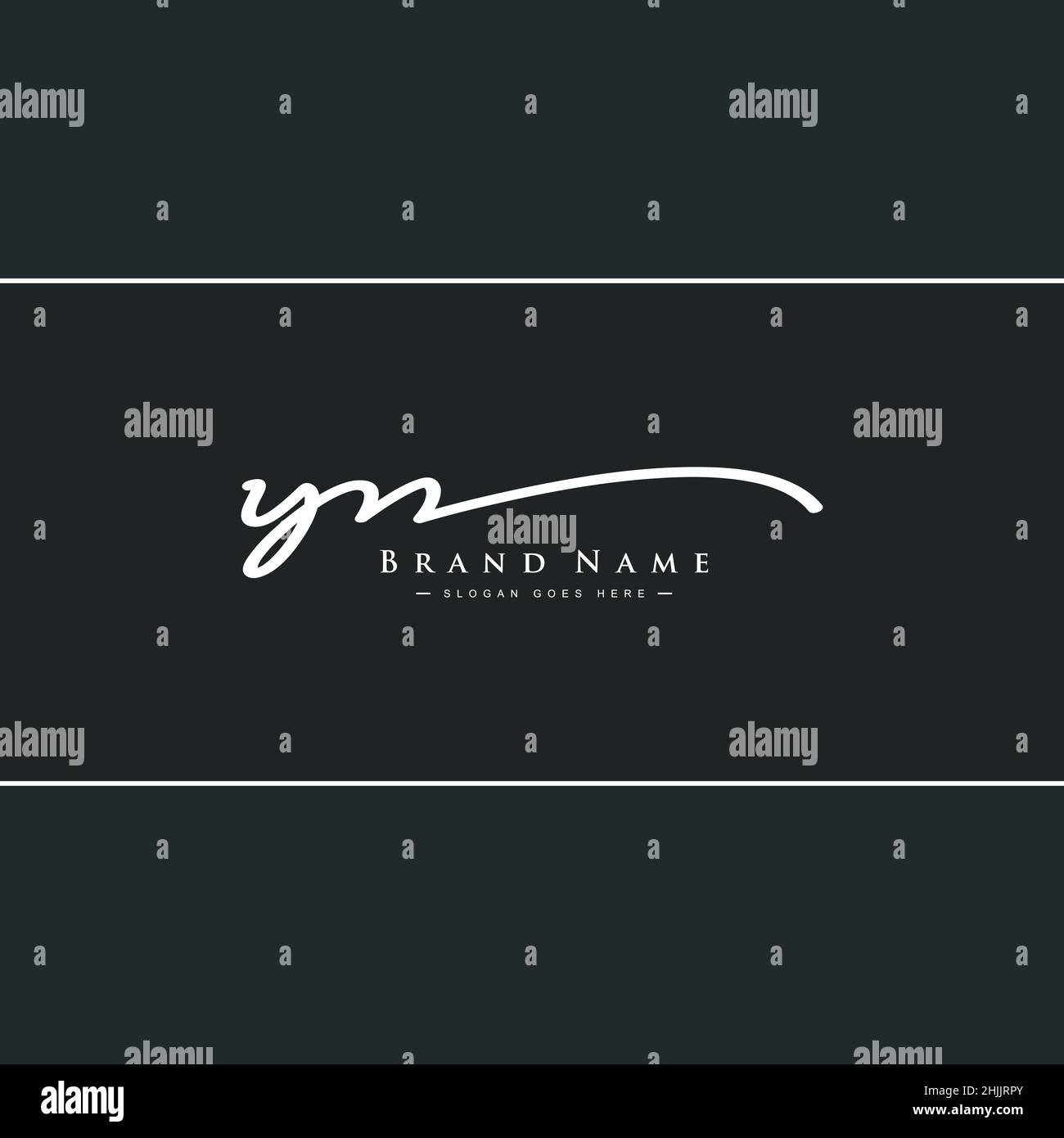 Lettera iniziale Logo YN - Logo di stile della firma scritto a mano - Logo vettoriale semplice in stile della firma per le iniziali del nome del marchio. Illustrazione Vettoriale