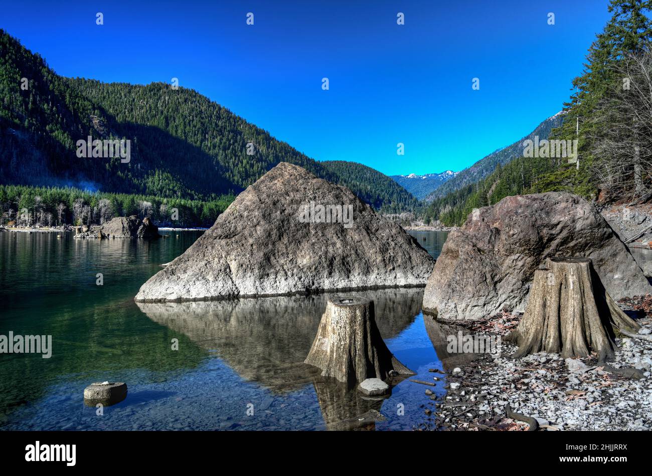 Il lago di Cushman Foto Stock