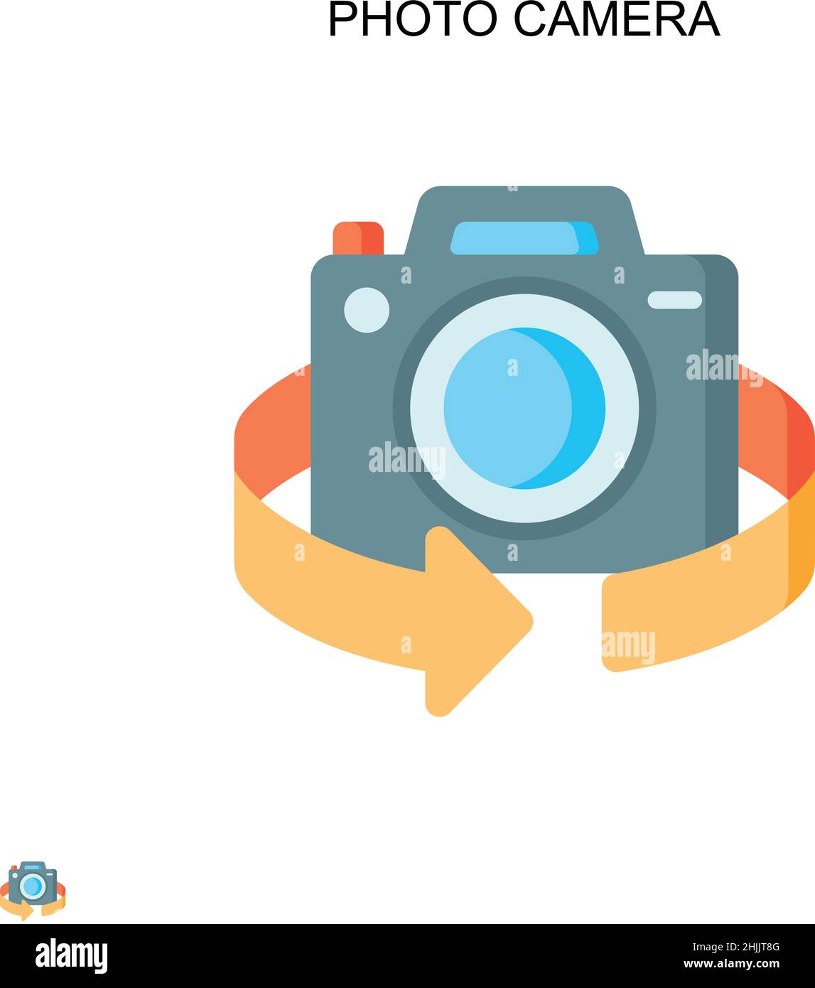 Semplice icona vettoriale della fotocamera. Modello di disegno del simbolo di illustrazione per l'elemento dell'interfaccia utente mobile Web. Illustrazione Vettoriale