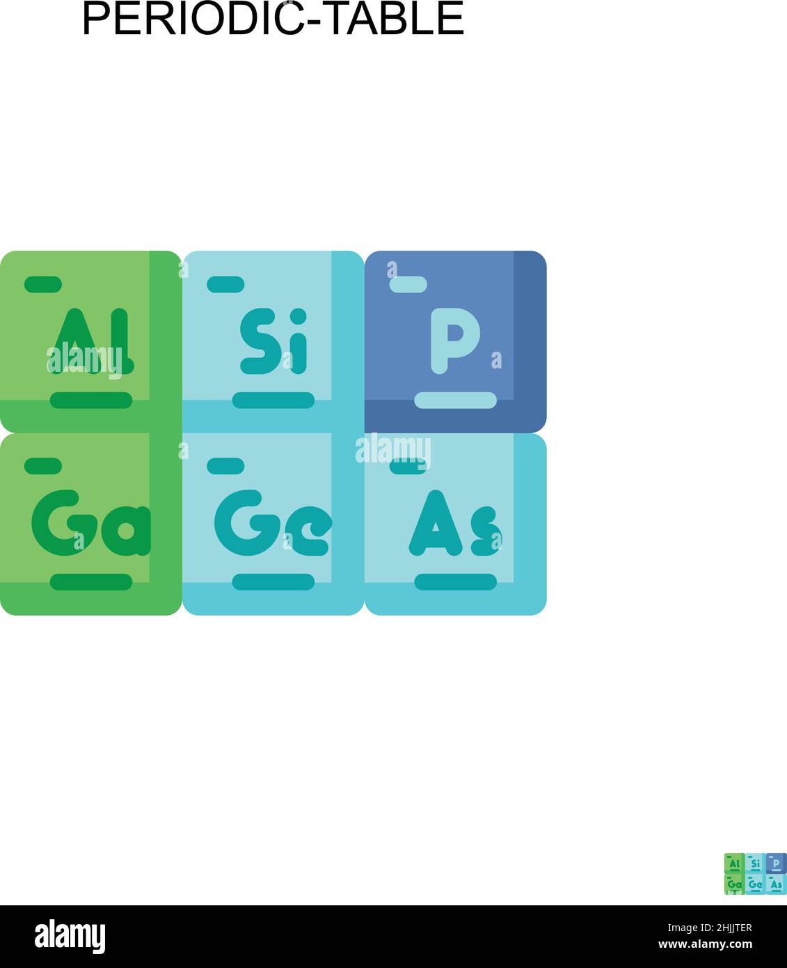 Icona vettore semplice tabella periodica. Modello di disegno del simbolo di illustrazione per l'elemento dell'interfaccia utente mobile Web. Illustrazione Vettoriale