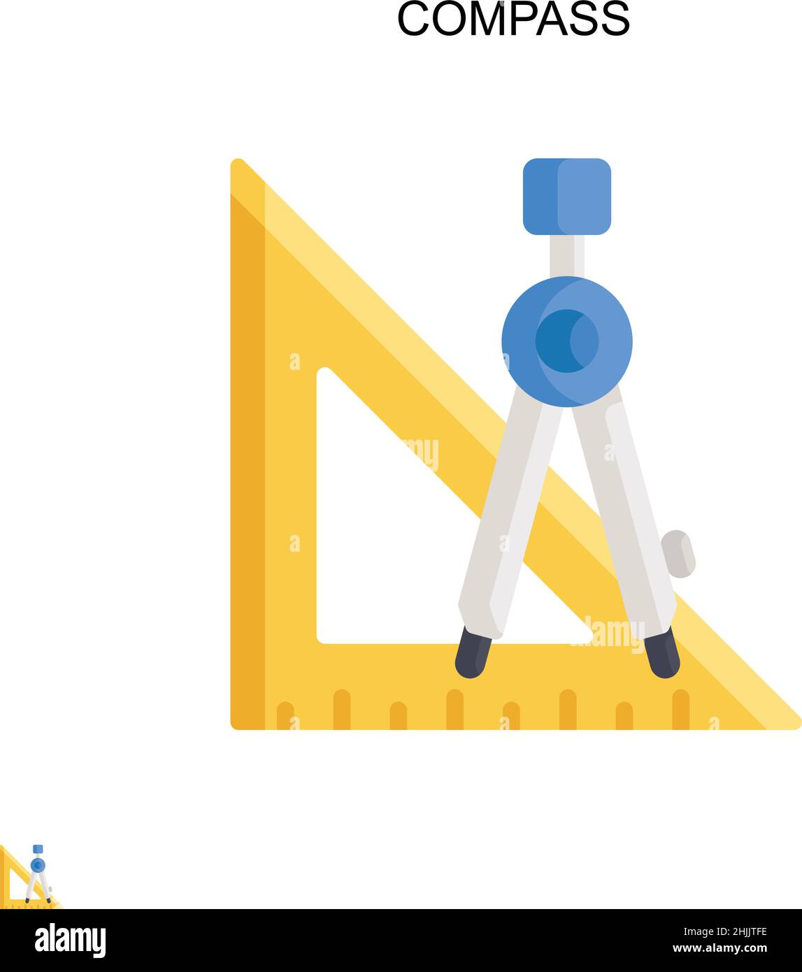 Icona vettore bussola semplice. Modello di disegno del simbolo di illustrazione per l'elemento dell'interfaccia utente mobile Web. Illustrazione Vettoriale