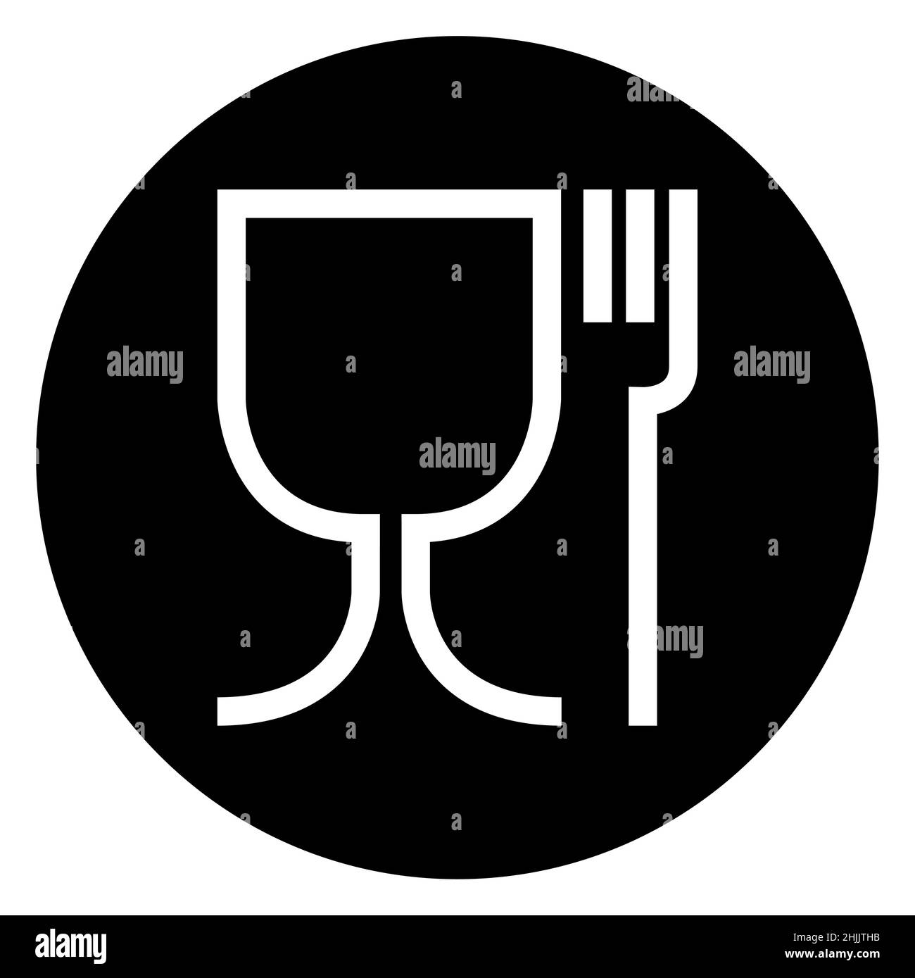 Simbolo di sicurezza alimentare. L'icona internazionale per materiale alimentare sicuro, vetro da vino e un simbolo a forchetta . Illustrazione Vettoriale