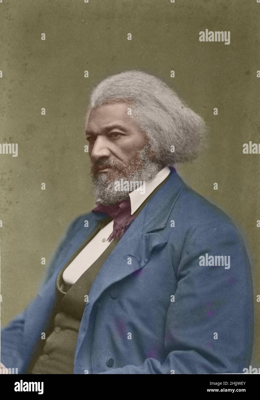 Ritratto di Frederick Douglass 1880 colorato a mano. Riformatore sociale afro-americano, abolizionista, oratore, scrittore. Fotografia Colorizzata manualmente. Foto Stock
