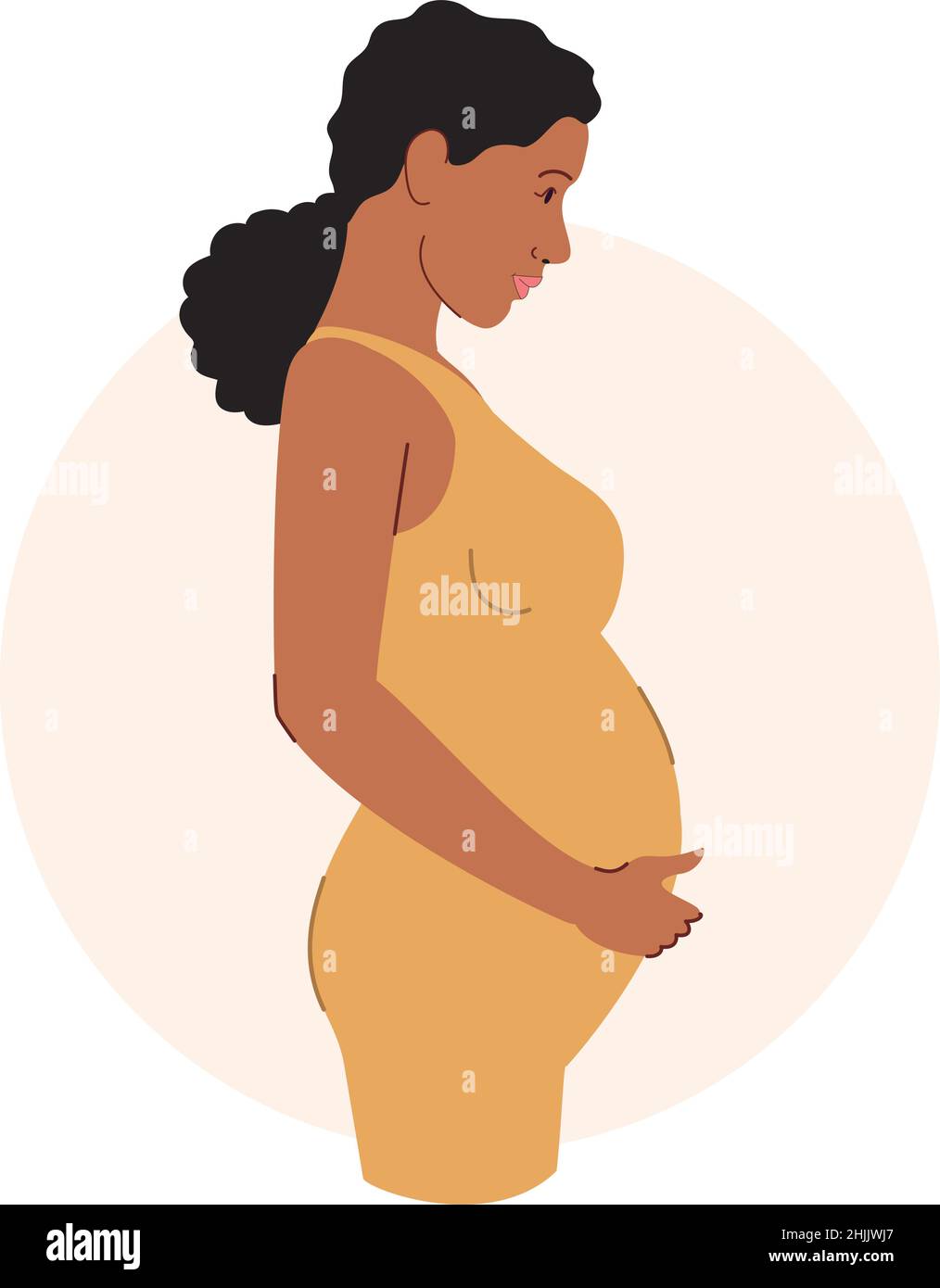 Giovane e bella donna nera incinta , donna nera incinta , donna incinta Illustrazione Vettoriale