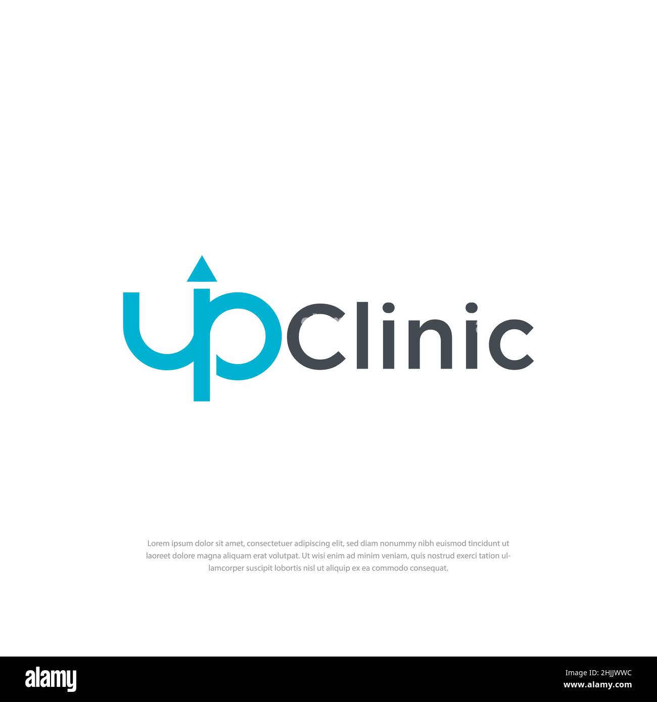 Up Clinic Modern Typography Logo design ispirazione, simbolo modello Illustrazione Vettoriale