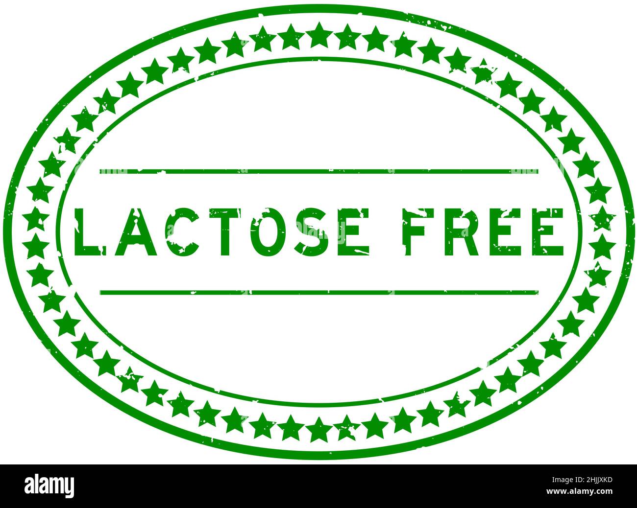 Grunge verde senza lattosio parola ovale guarnizione di gomma timbro su sfondo bianco Illustrazione Vettoriale
