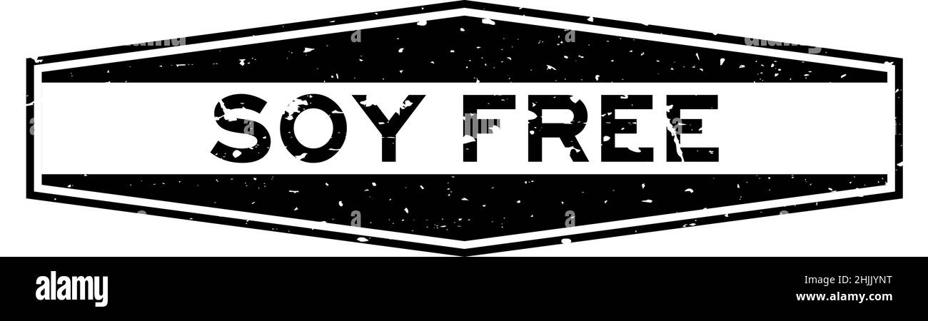 Grunge nero senza soia parola esagonale sigillo di gomma timbro su sfondo bianco Illustrazione Vettoriale