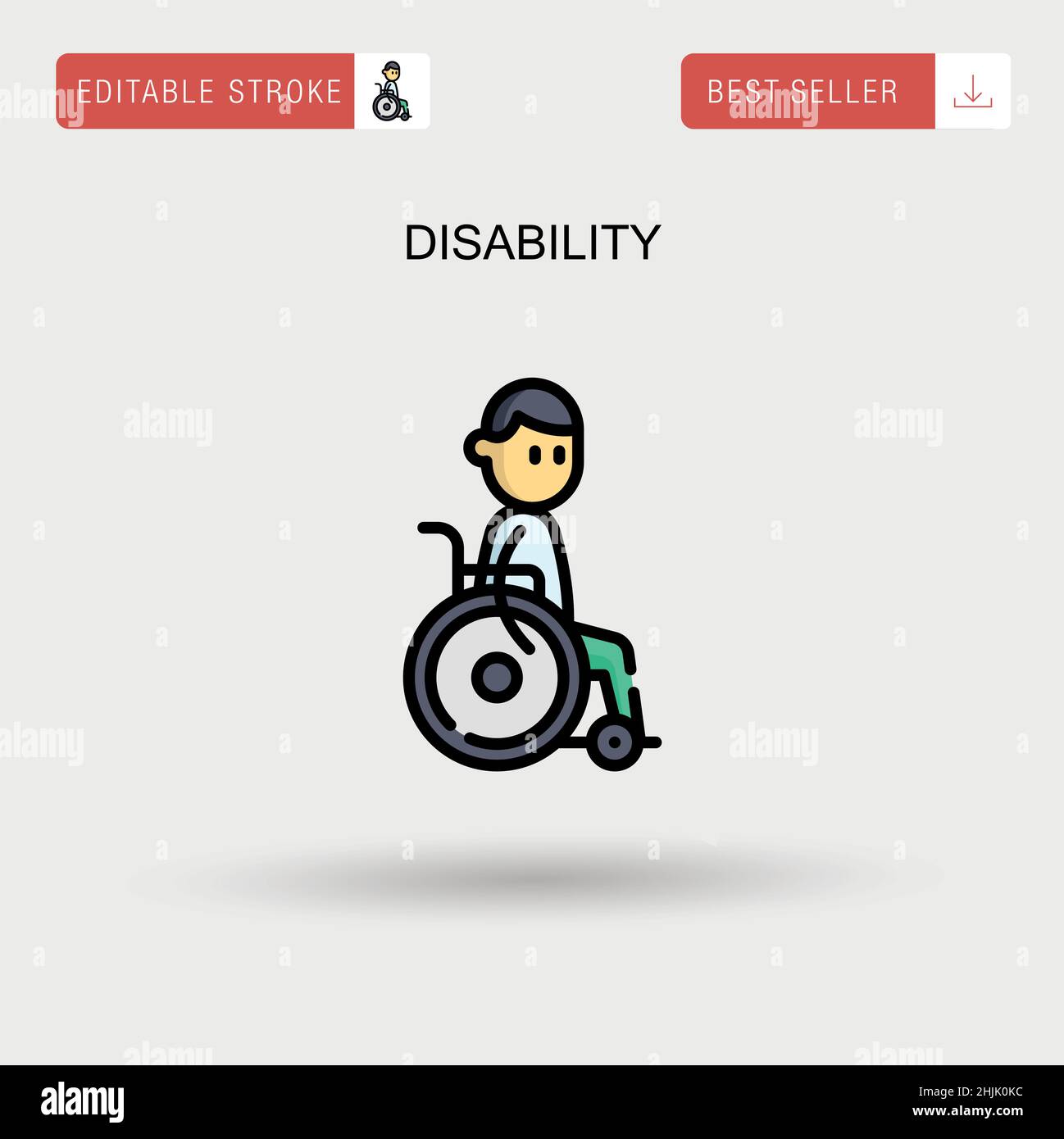 Icona vettore semplice disabilità. Illustrazione Vettoriale