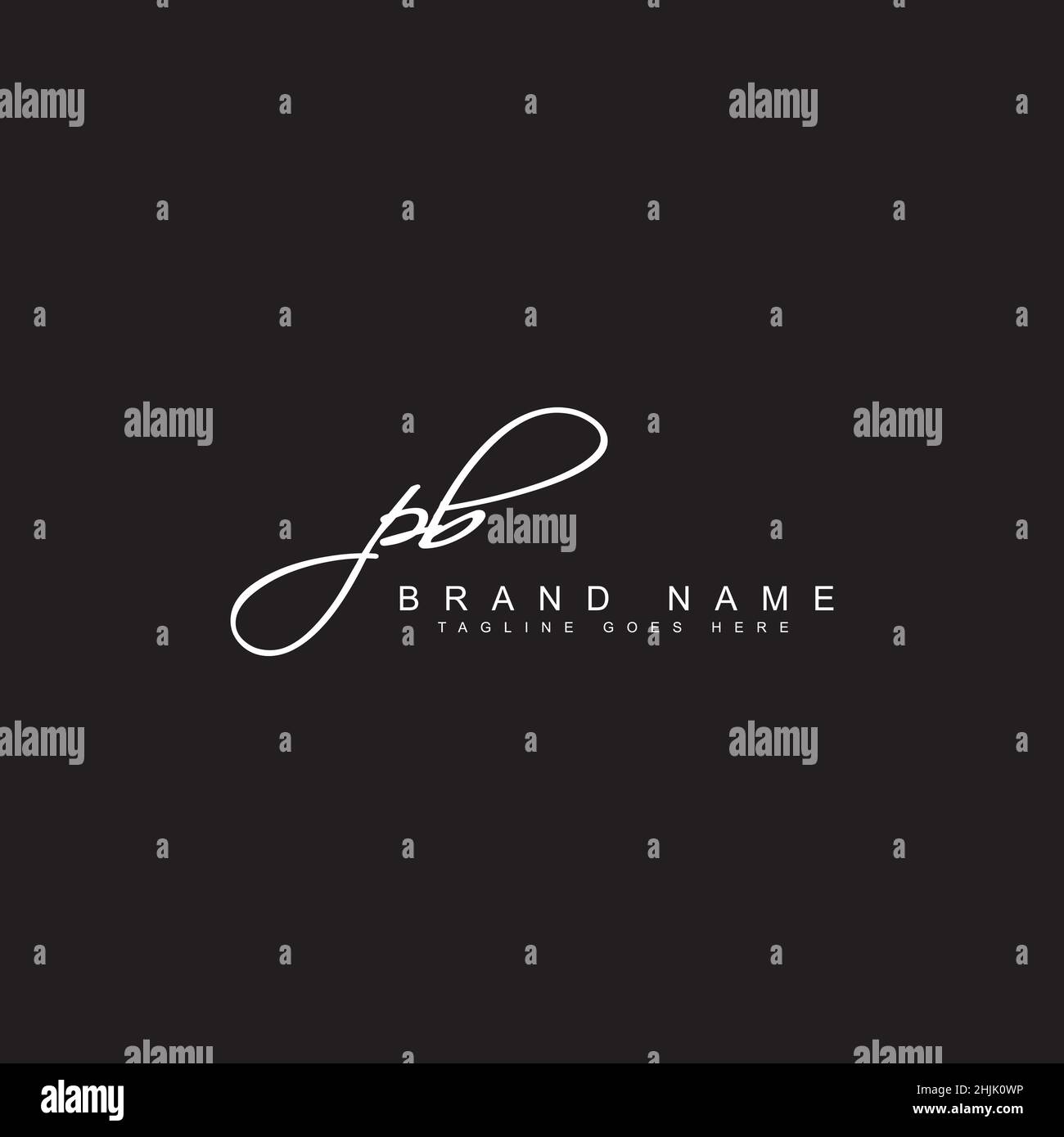 Lettera iniziale Logo PB - Logo della firma scritto a mano - Logo della firma semplice in stile di scrittura a mano per le iniziali del nome aziendale Illustrazione Vettoriale