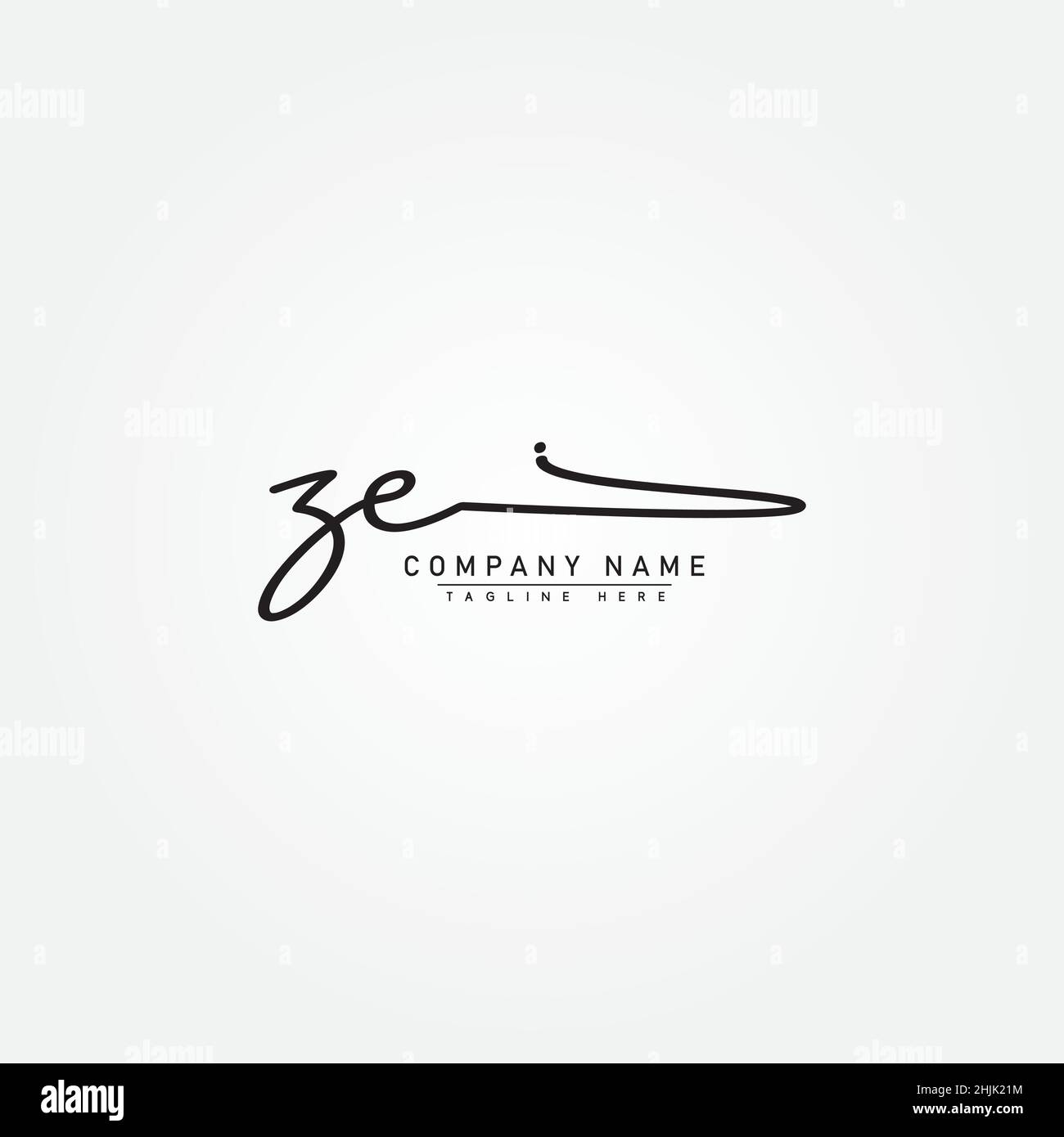 Lettera iniziale Logo ZE - Logo stile firma scritto a mano - Logo vettore semplice in stile firma per le iniziali Illustrazione Vettoriale