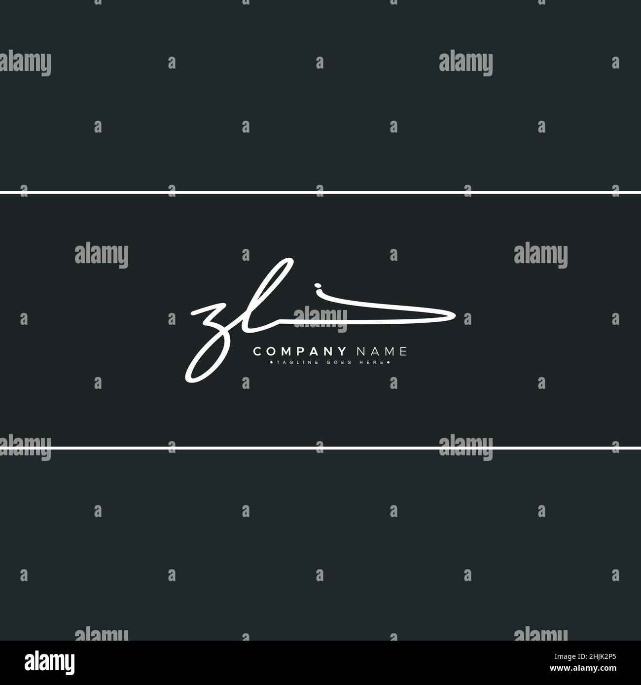 Lettera iniziale Logo ZL - Logo stile firma disegnato a mano - Logo firma semplice in stile scrittura a mano per iniziali Nome azienda Illustrazione Vettoriale
