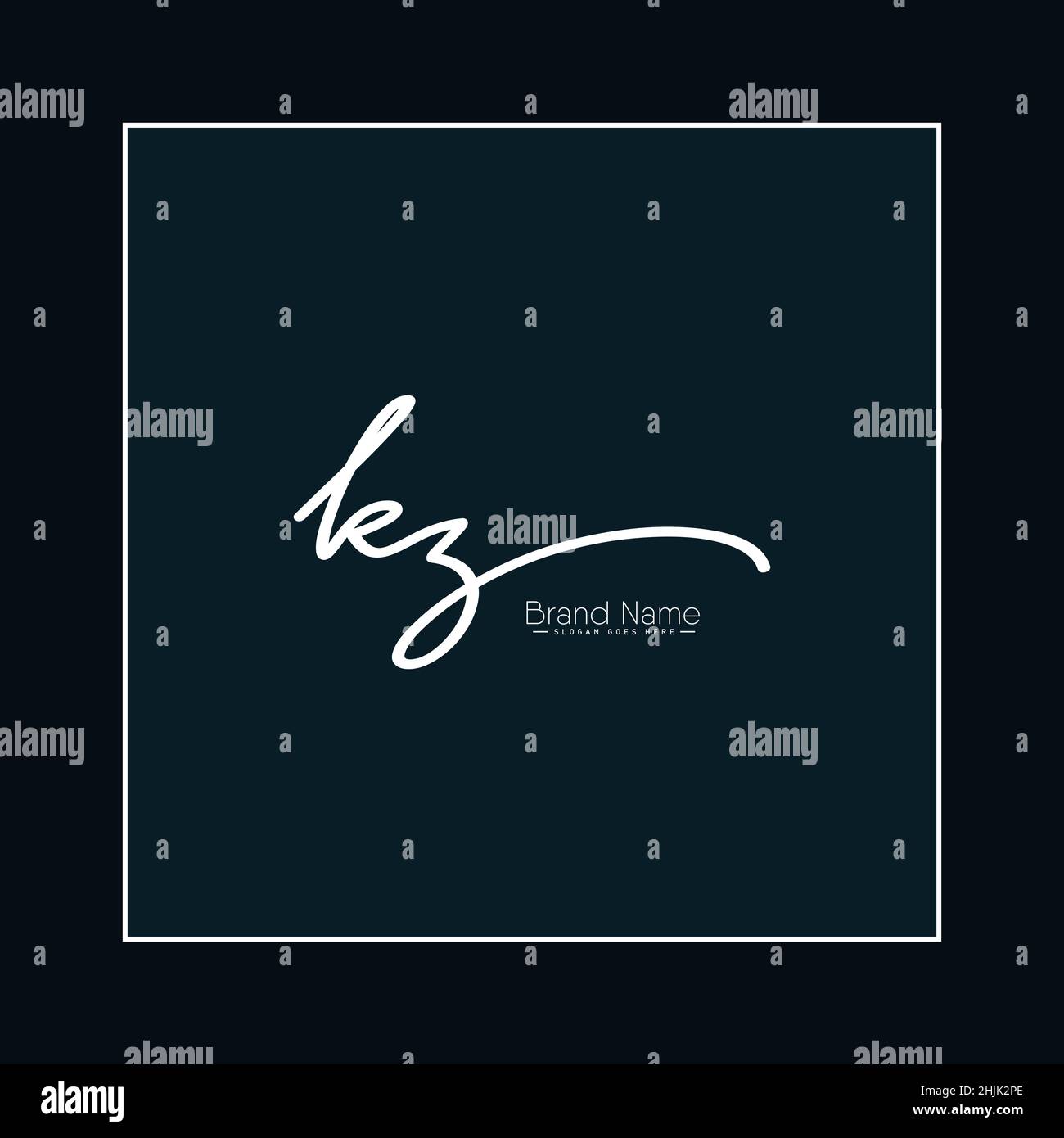 Lettera iniziale Logo KZ - Logo della firma disegnato a mano - Logo della firma semplice in stile di scrittura a mano per le iniziali del nome commerciale Illustrazione Vettoriale